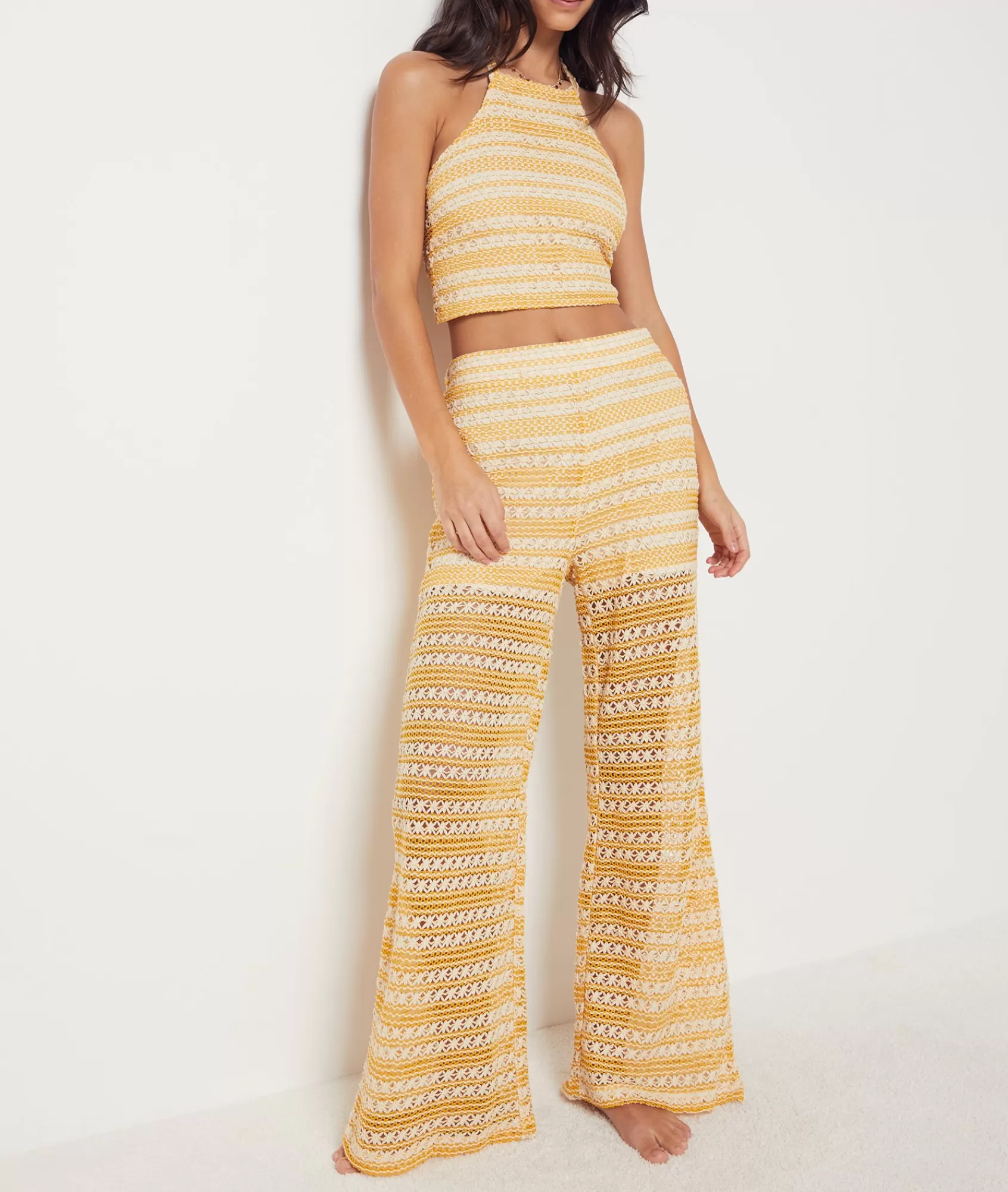 Etam Dresses & Cover-ups>Bicolour Flared Crochet Trousers