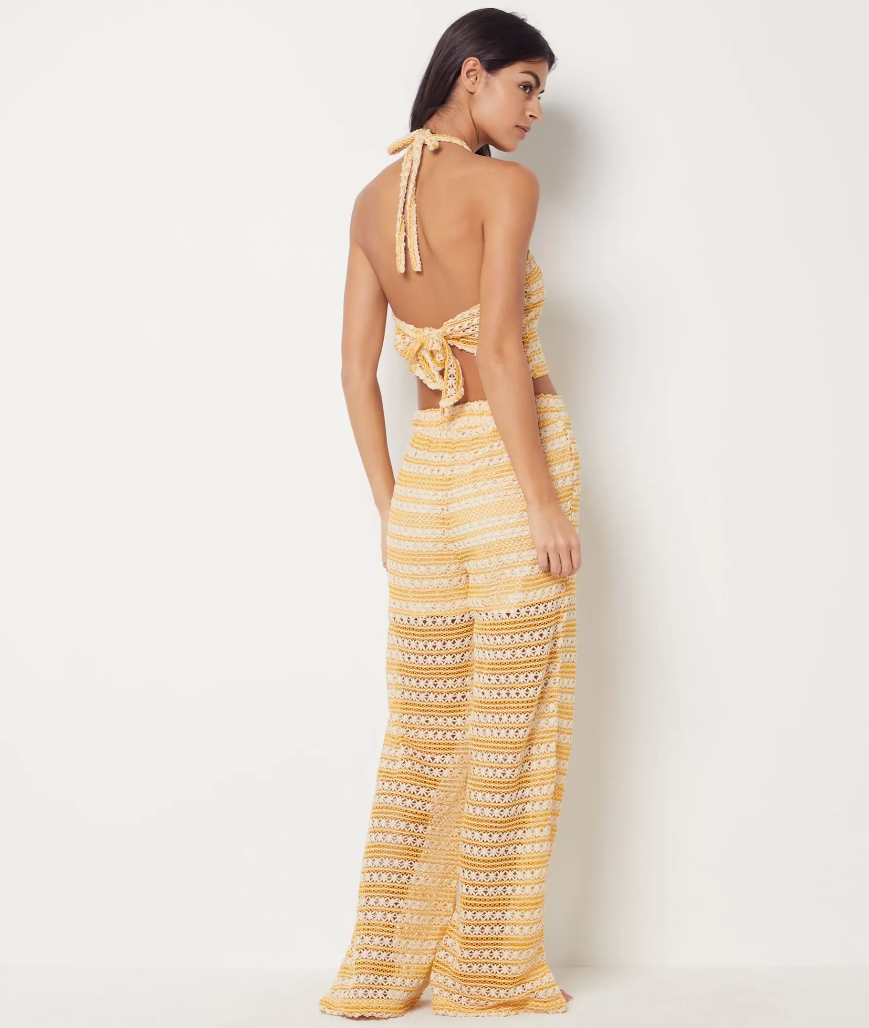 Etam Dresses & Cover-ups>Bicolour Flared Crochet Trousers
