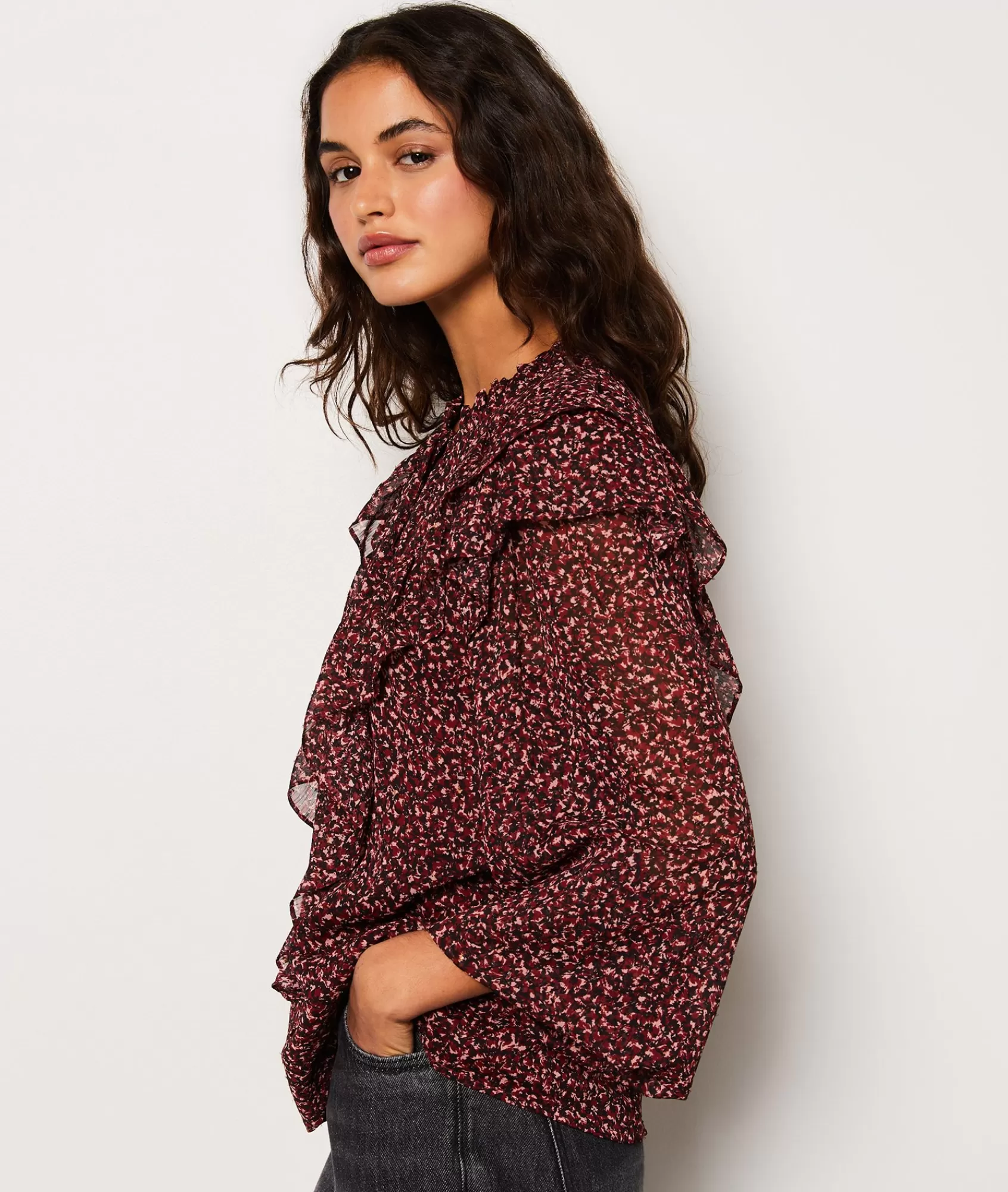 Etam Printed Blouses & Shirts | Flowy Shirts>Blouse à motifs avec volants