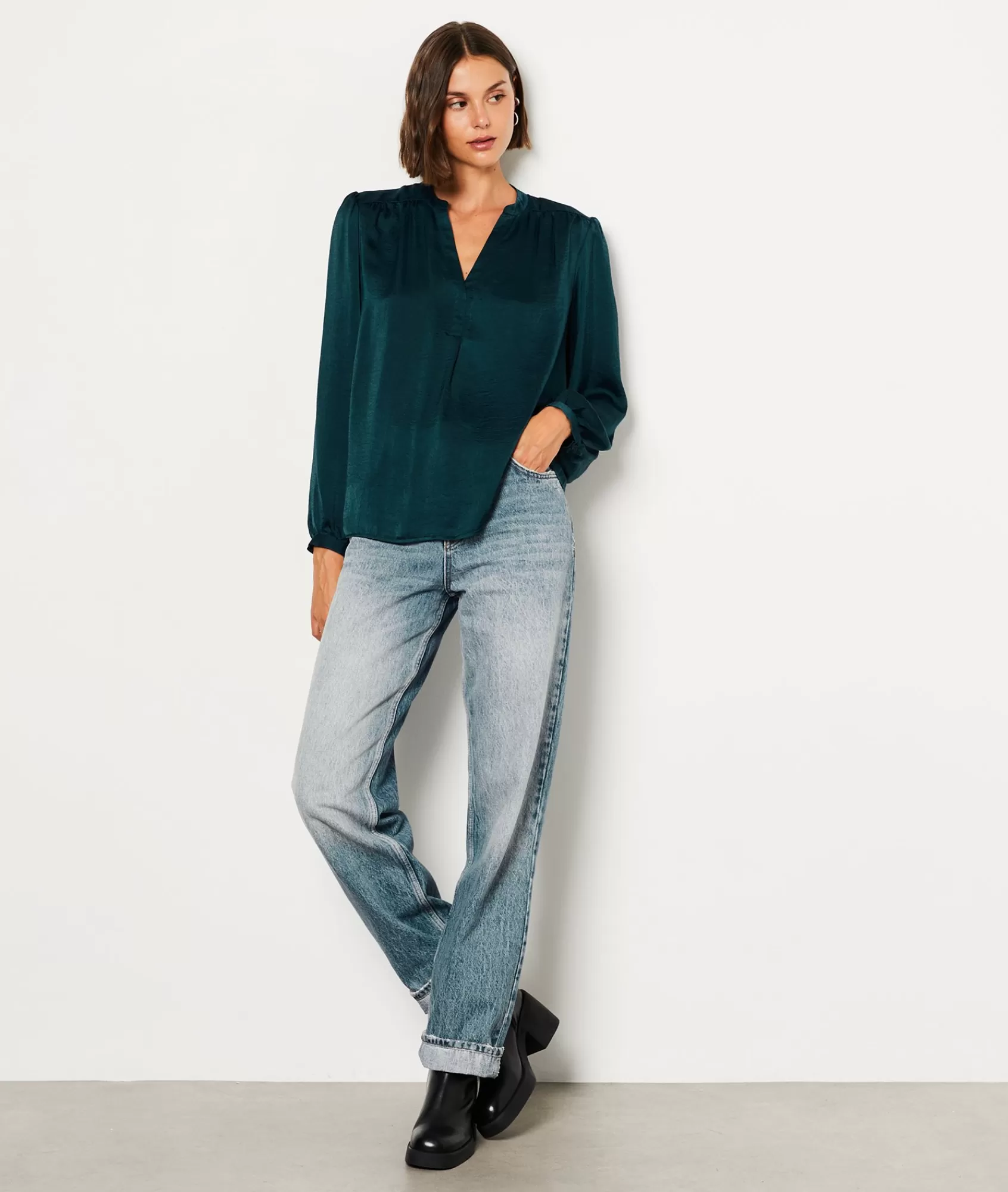 Etam Flowy Shirts | Classic Shirts>Blouse satinée manches longues