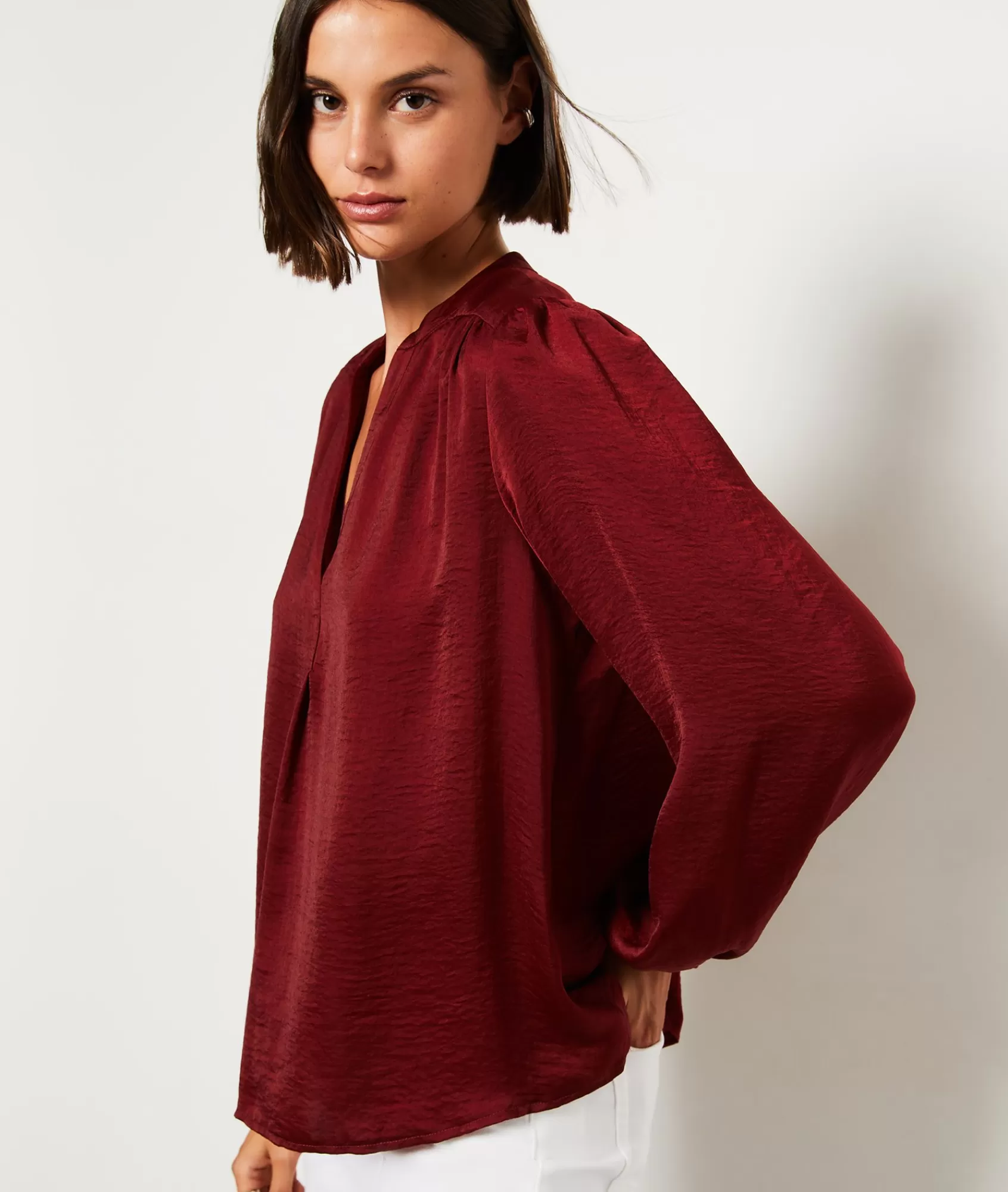 Etam Flowy Shirts | Classic Shirts>Blouse satinée manches longues