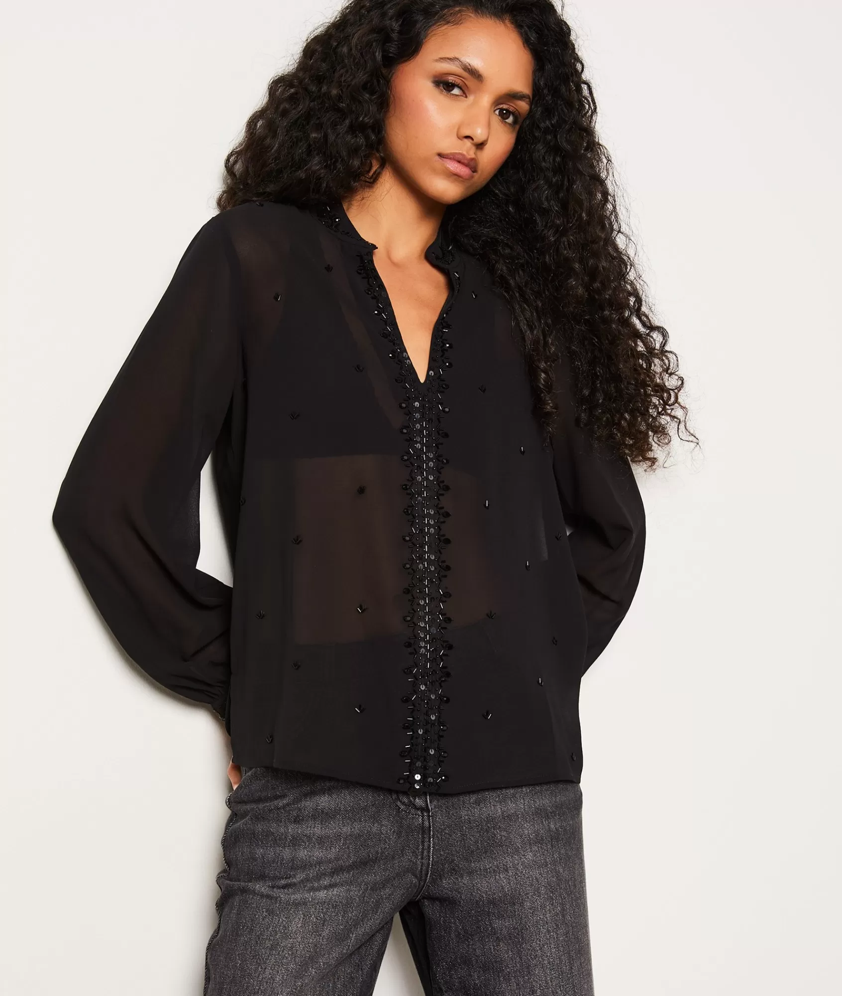 Etam Flowy Shirts | Sheer Shirts>Blouse transparente à strass