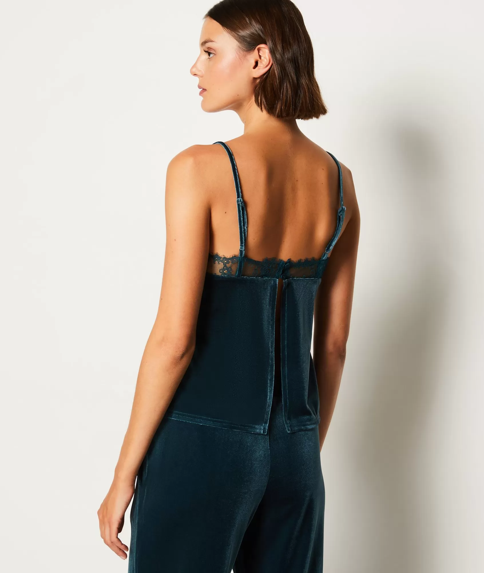Etam Pyjama Tops>Caraco en velours détails dentelle