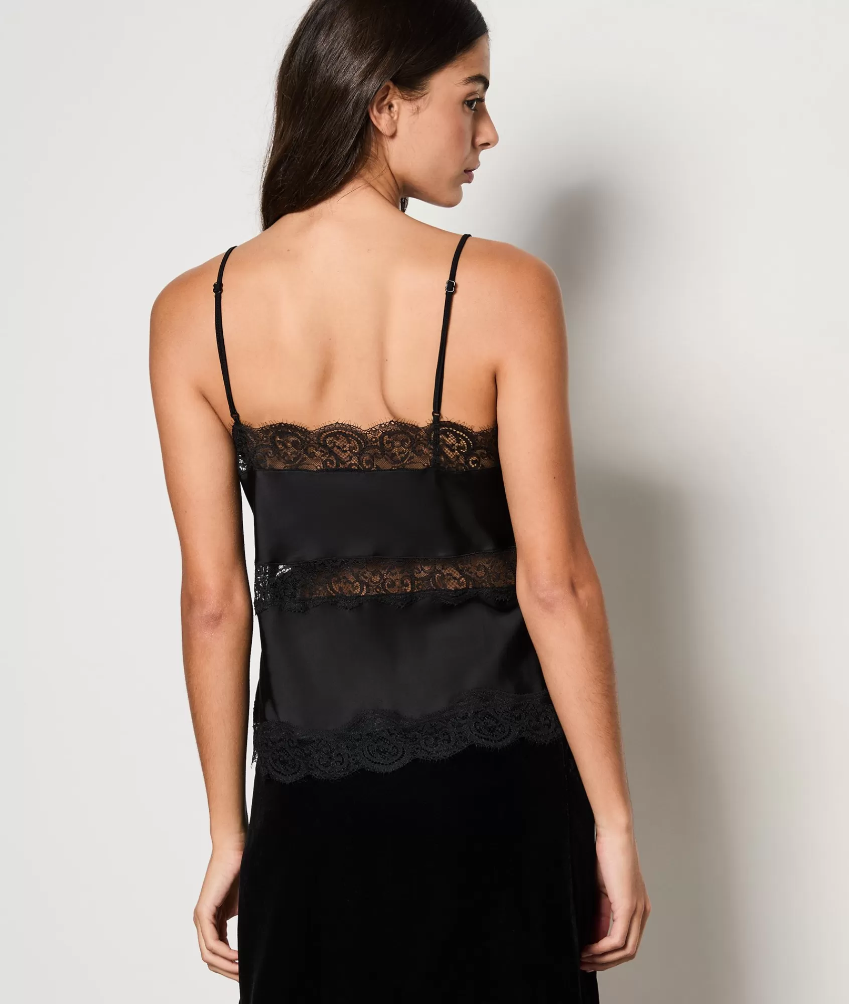 Etam Tanks & Camis>Caraco satiné en dentelle