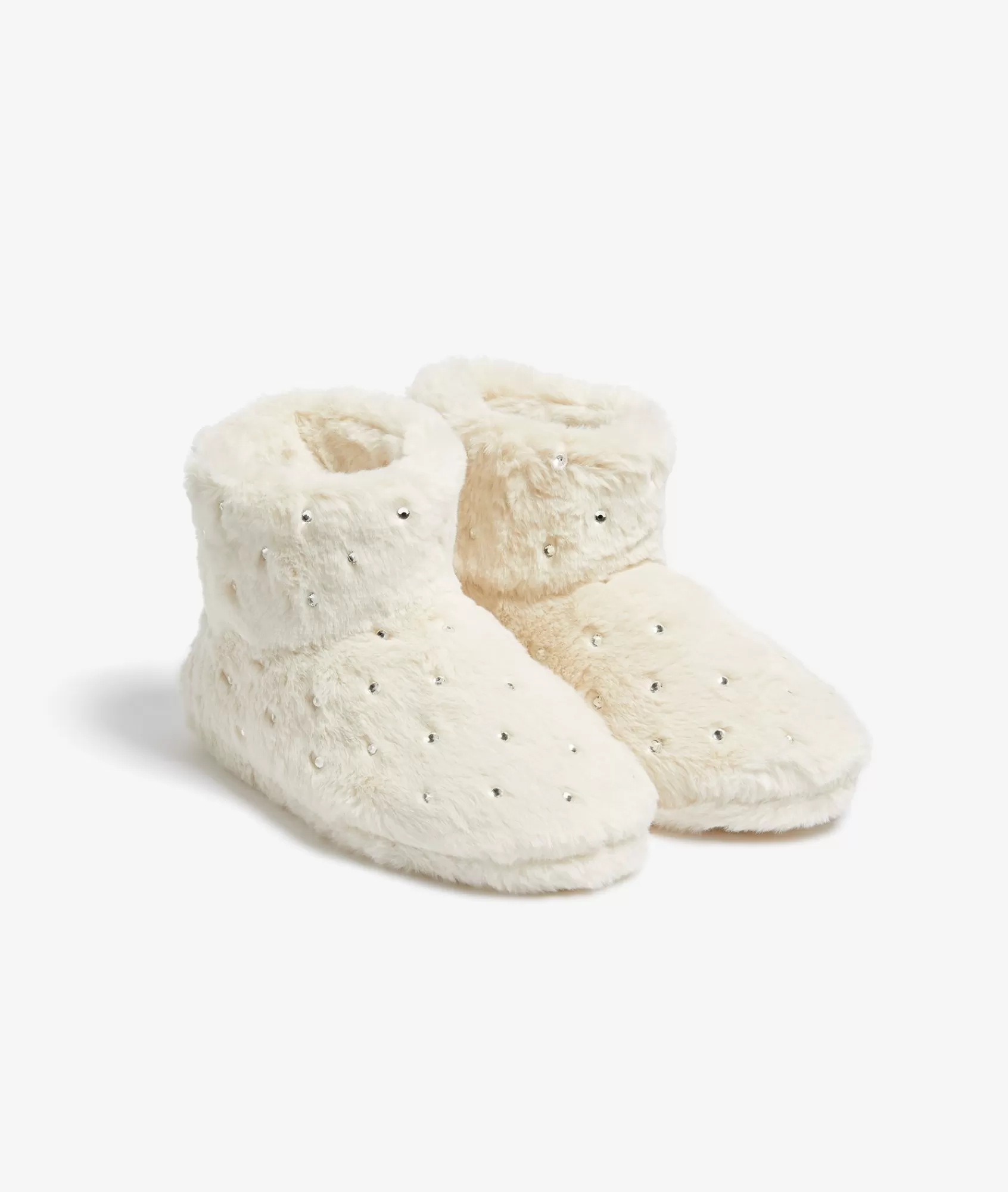 Etam Slippers>Chaussons bottines en fourrure à strass