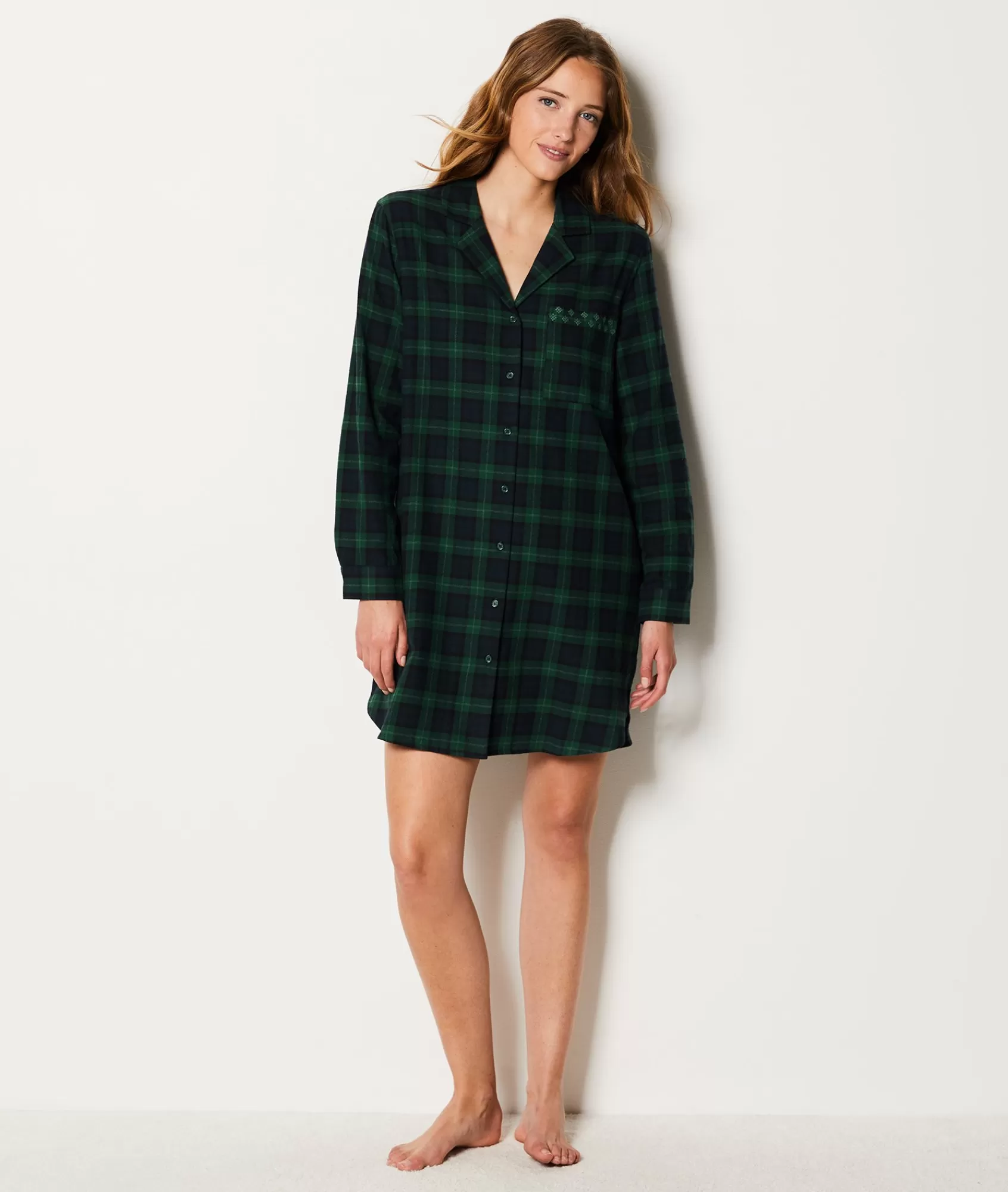 Etam Nightshirts>Checkered Cotton Nightshirt