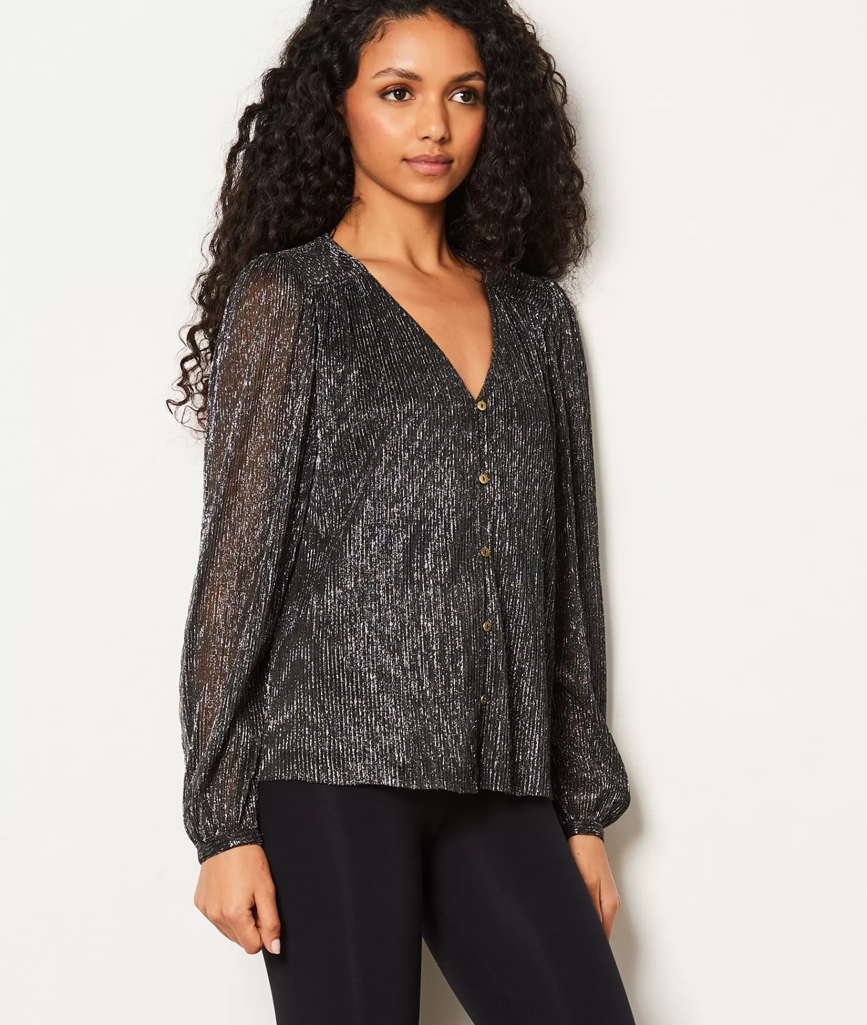 Etam Flowy Shirts>Chemise col V à paillettes