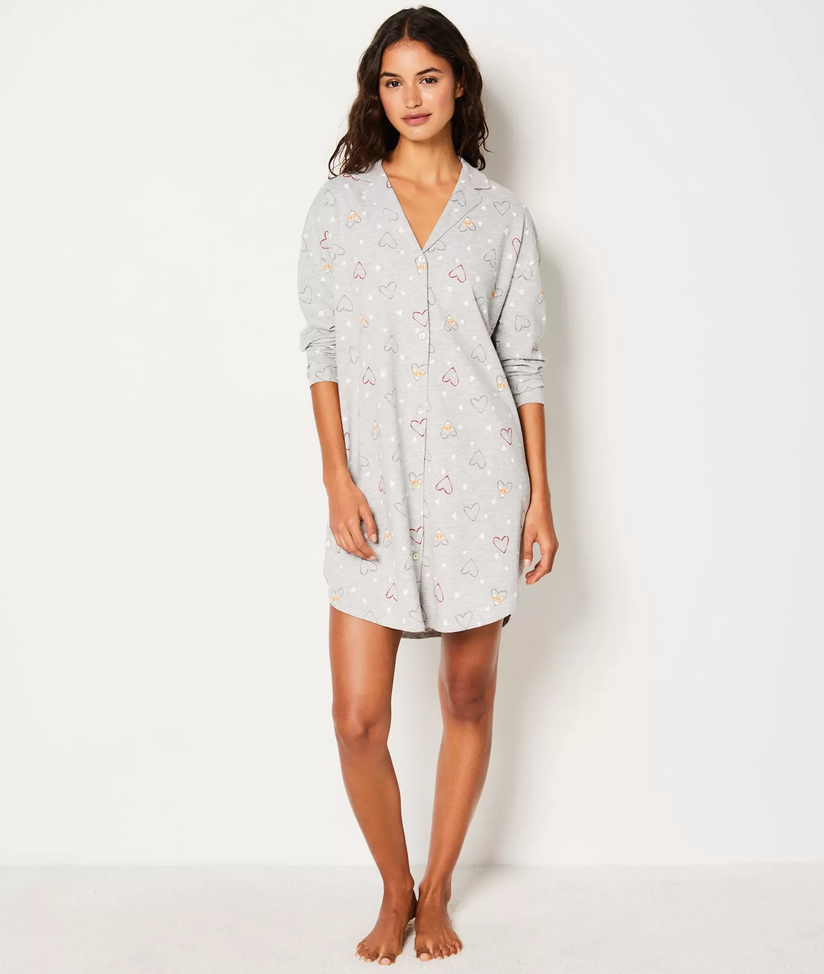 Etam Nightshirts>Chemise de nuit en coton à cœurs