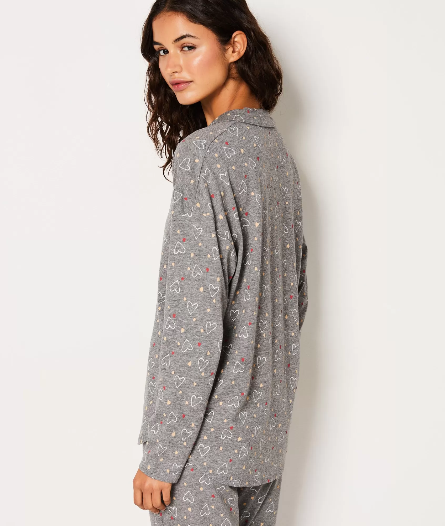 Etam Pyjama Tops>Chemise de pyjama en coton à cœurs