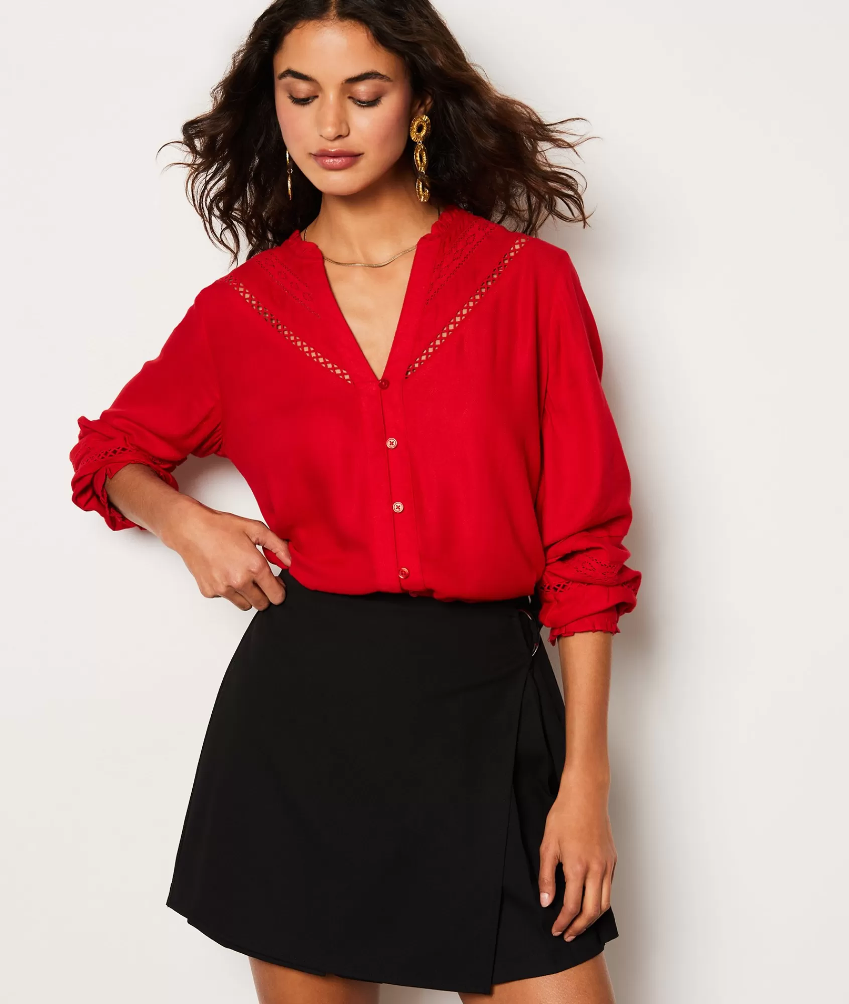 Etam Flowy Shirts | Chic Shirts>Chemise fluide boutonnée brodée