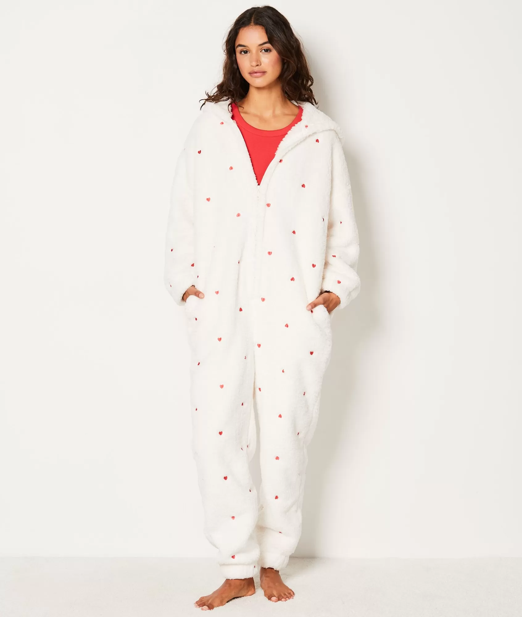 Etam Pyjama Jumpsuits>Combinaison polaire à cœurs