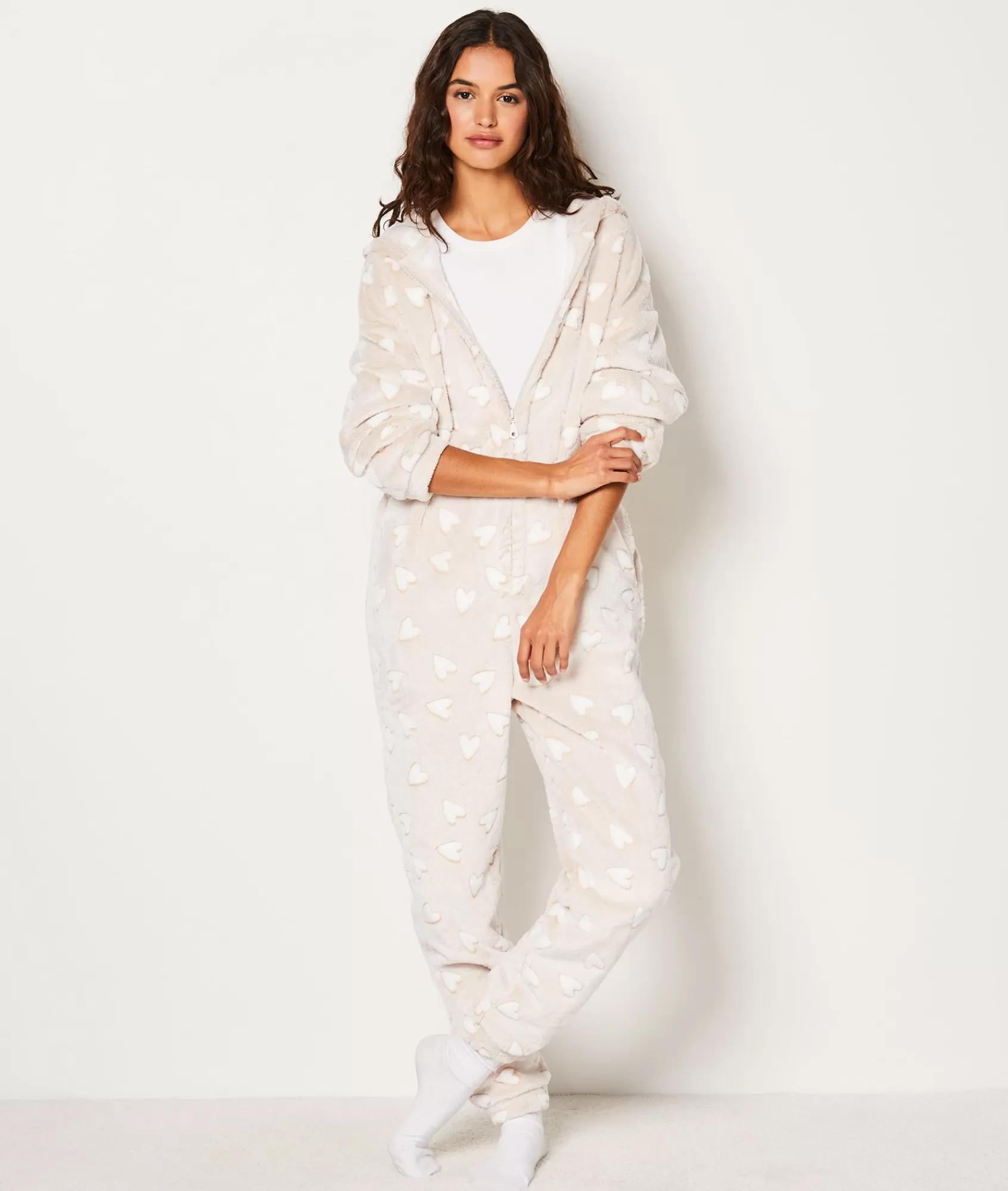Etam Pyjama Jumpsuits>Combinaison polaire à cœurs