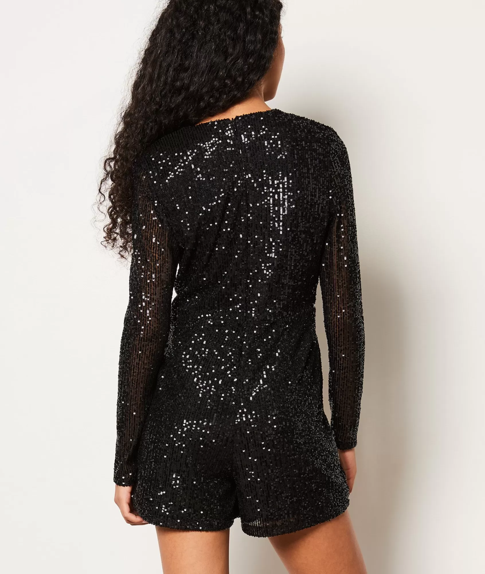 Etam Sequin>Combishort col V à sequins