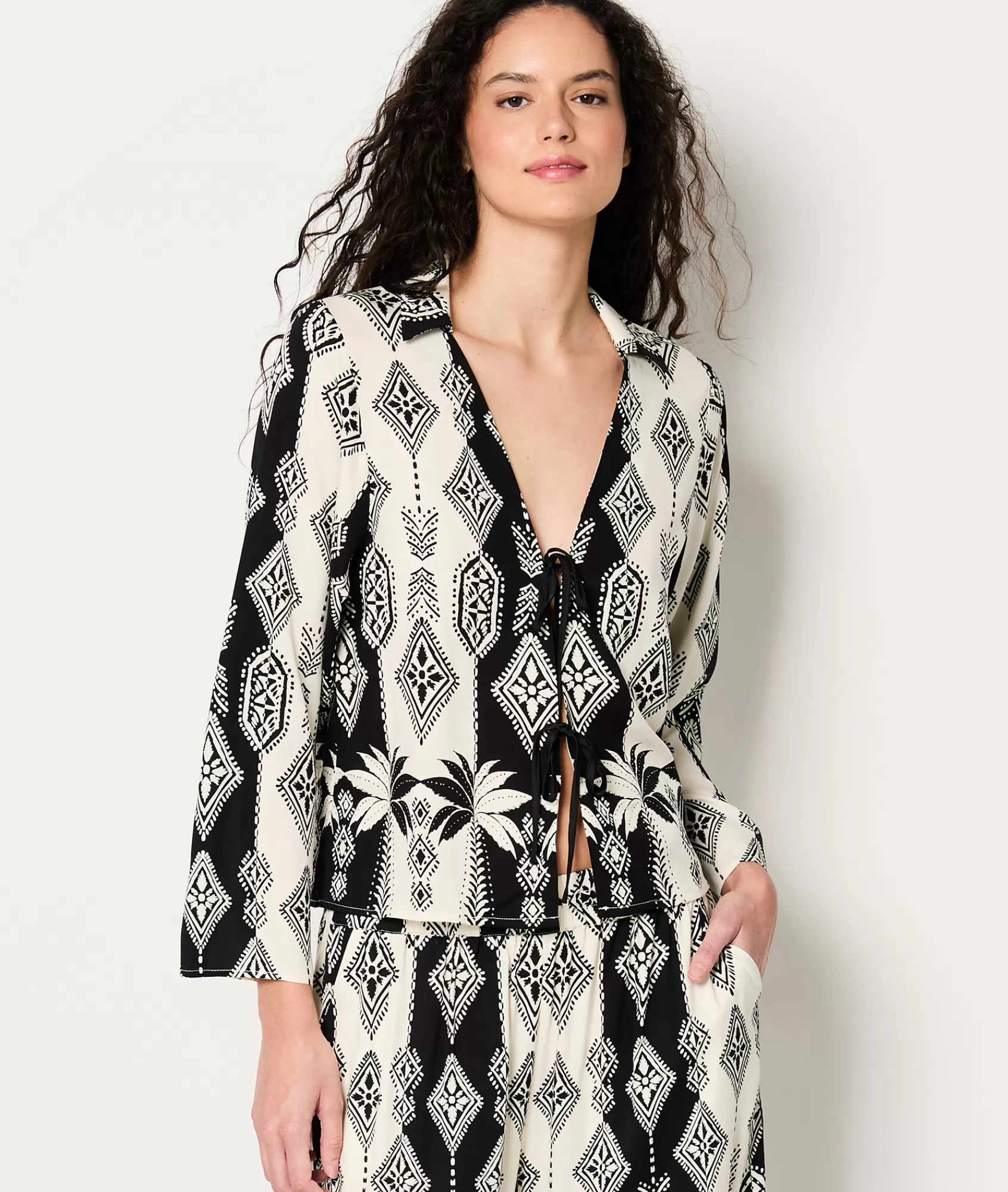 Etam Robes & Kimonos>Déshabillé à nouer avec motifs