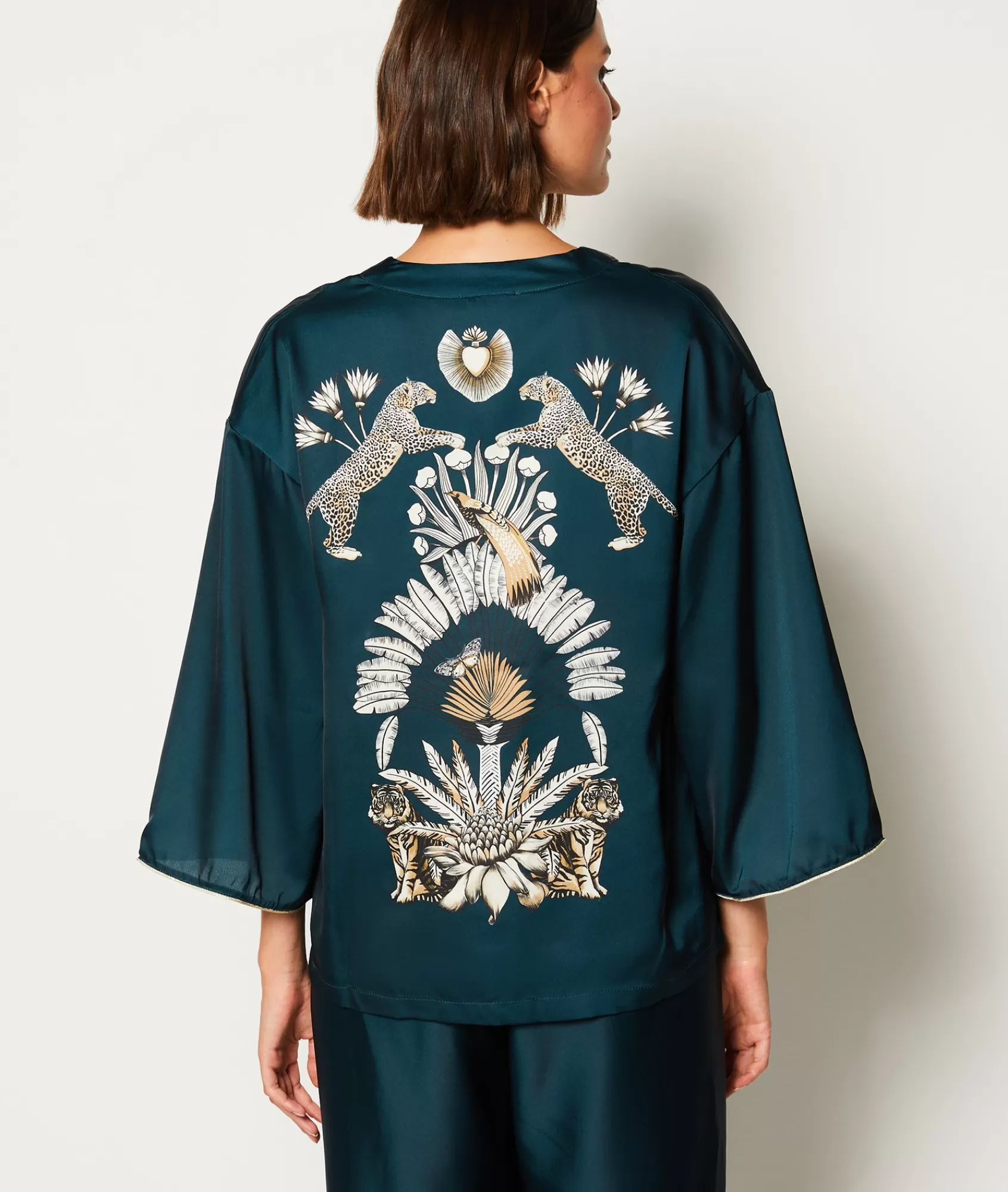 Etam Pyjama Tops>Déshabillé satiné imprimé au dos