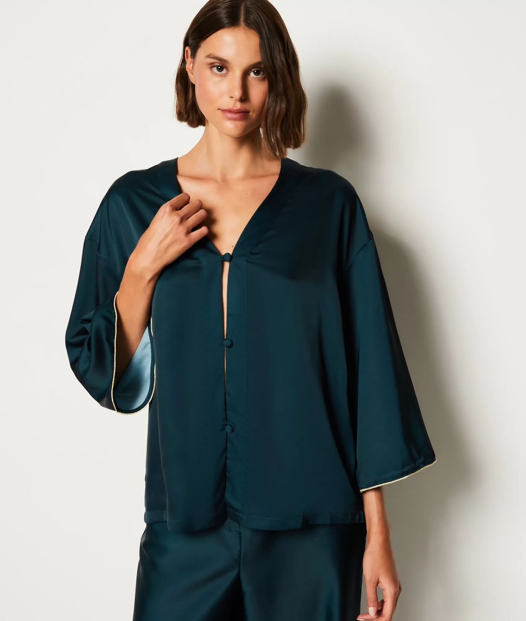 Etam Pyjama Tops>Déshabillé satiné imprimé au dos