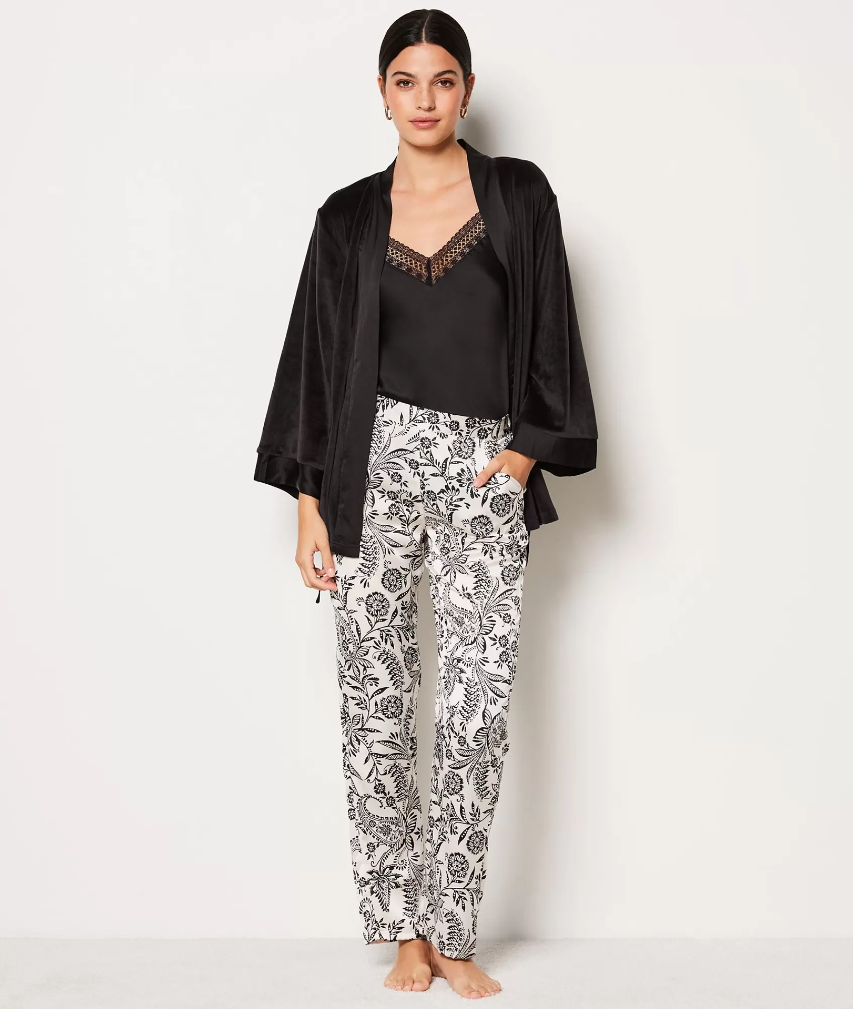 Etam 2 And 3-piece Pyjamas>Ensemble pyjama 3 pièces déshabillé en polaire et satin