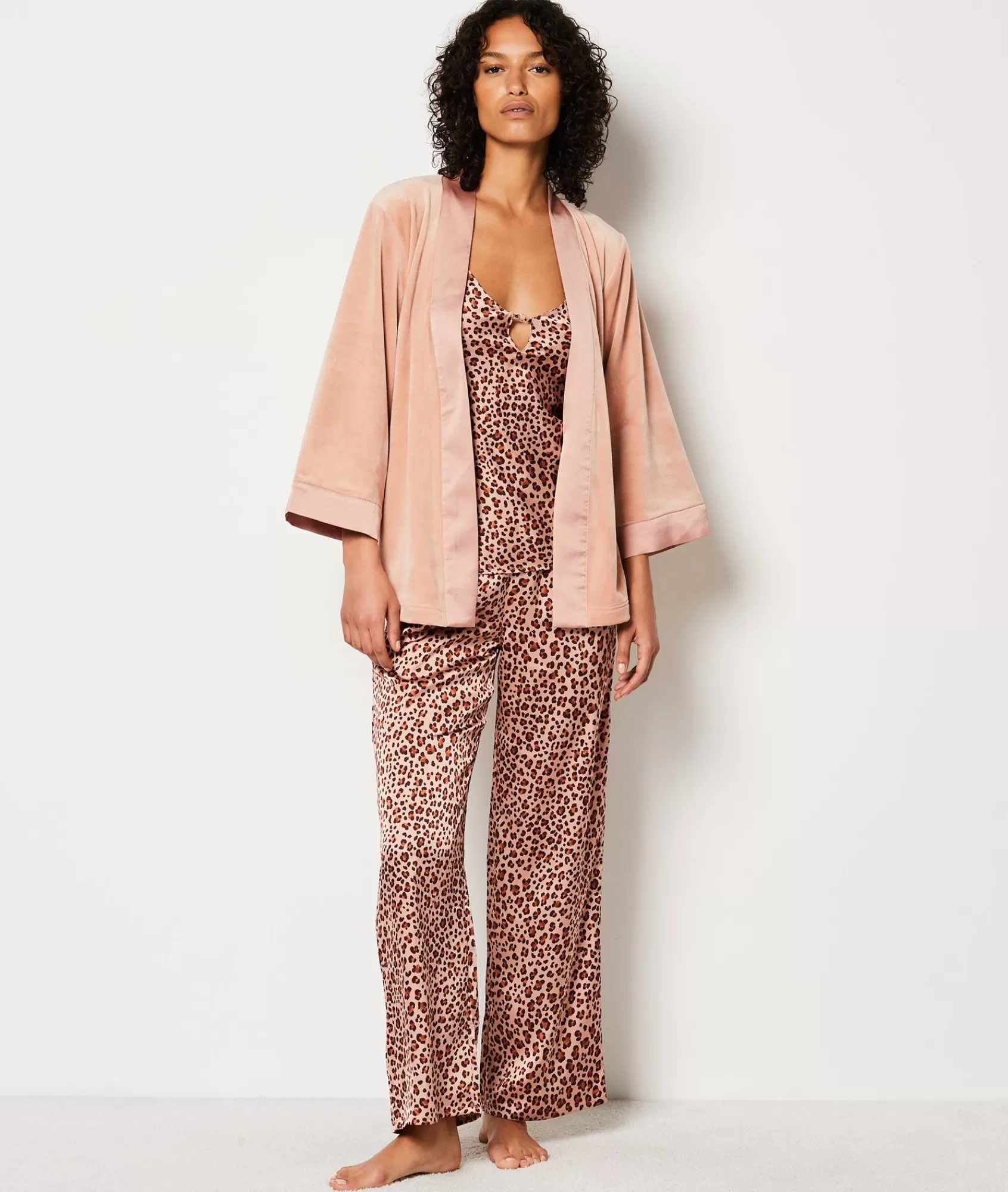 Etam 2 And 3-piece Pyjamas>Ensemble pyjama 3 pièces léopard veste micro polaire