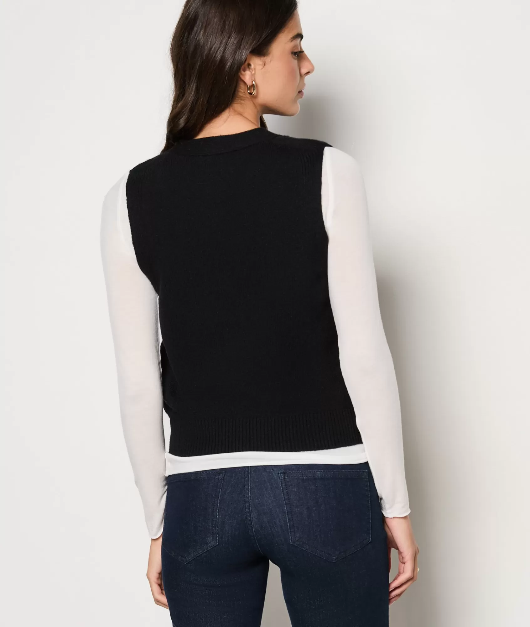 Etam Sleeveless | V-necks>Gilet boutonné sans manches avec laine