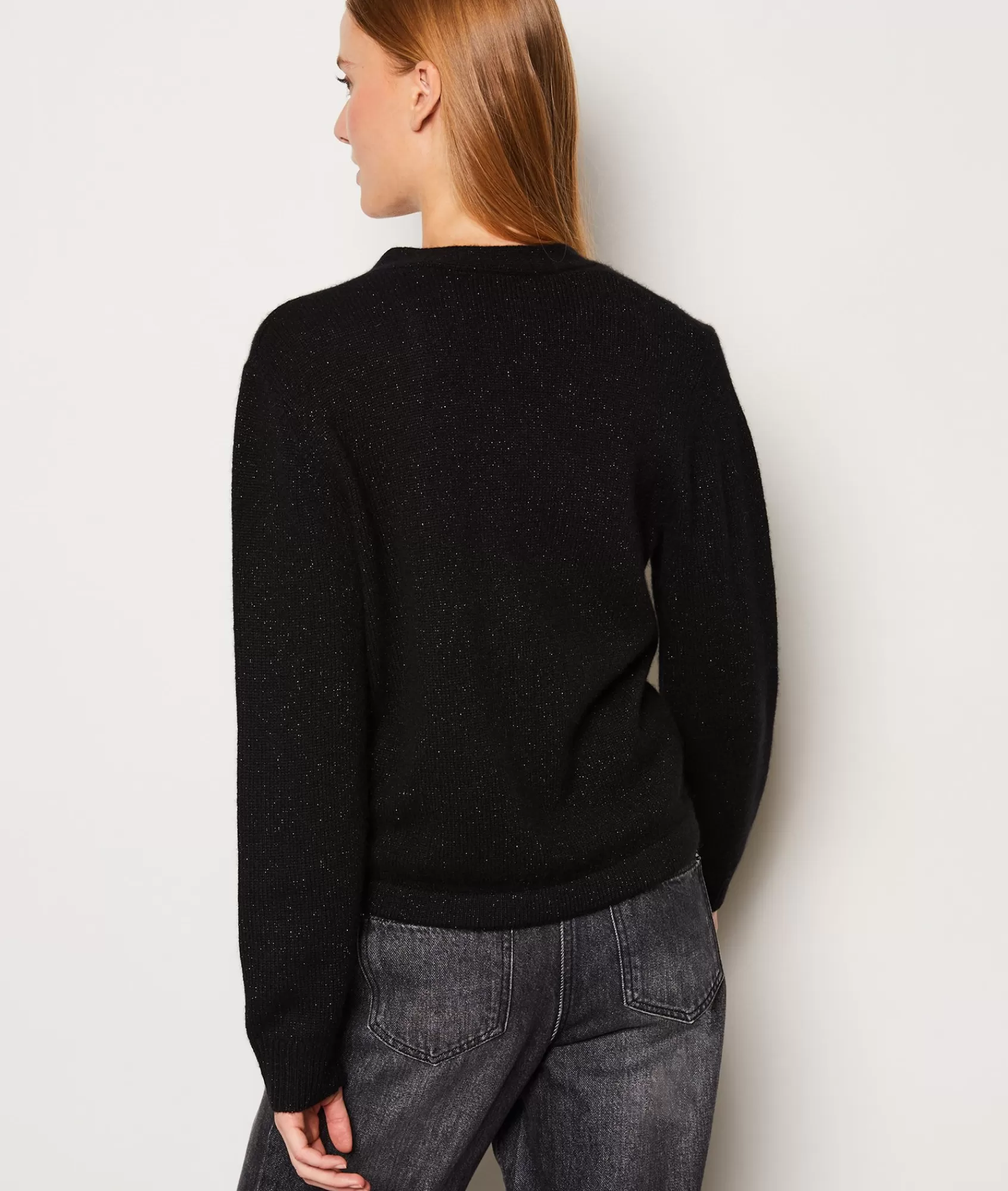 Etam V-necks>Gilet col V cachemire à paillettes