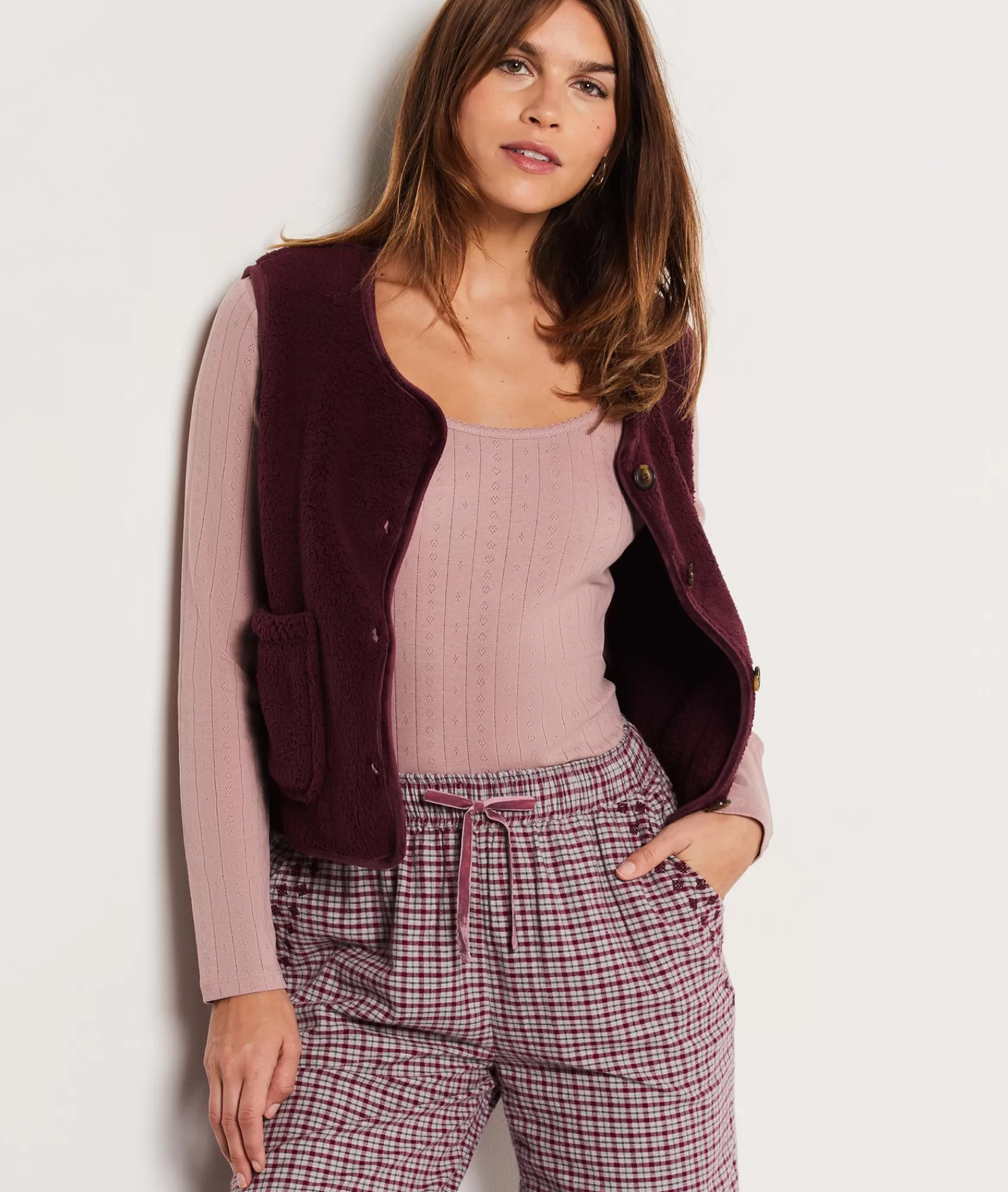 Etam Pyjama Ponchos, Sweatshirts & Jackets>Gilet sans manches boutonné