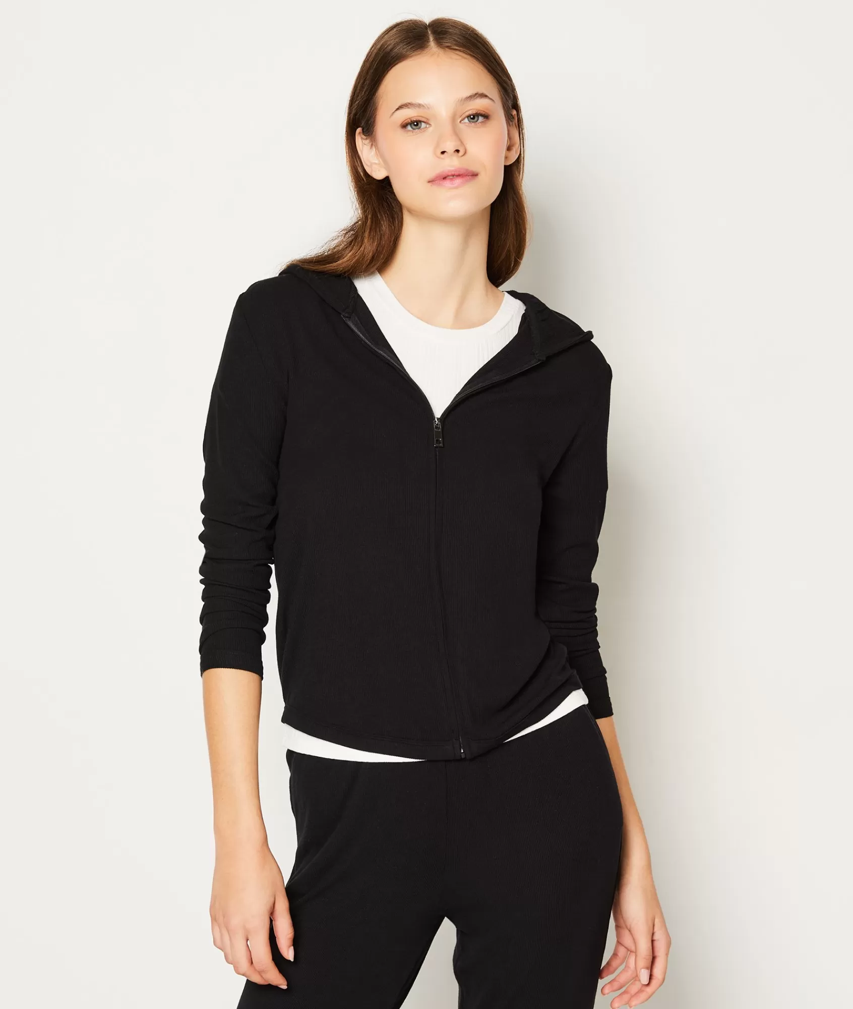 Etam Loungewear | Pyjama Ponchos, Sweatshirts & Jackets>Hooded Zip-up Pyjama Sweatshirt