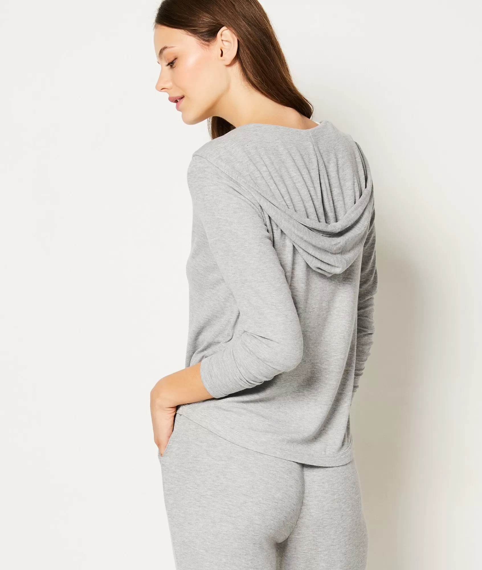 Etam Loungewear | Pyjama Ponchos, Sweatshirts & Jackets>Hooded Zip-up Pyjama Sweatshirt