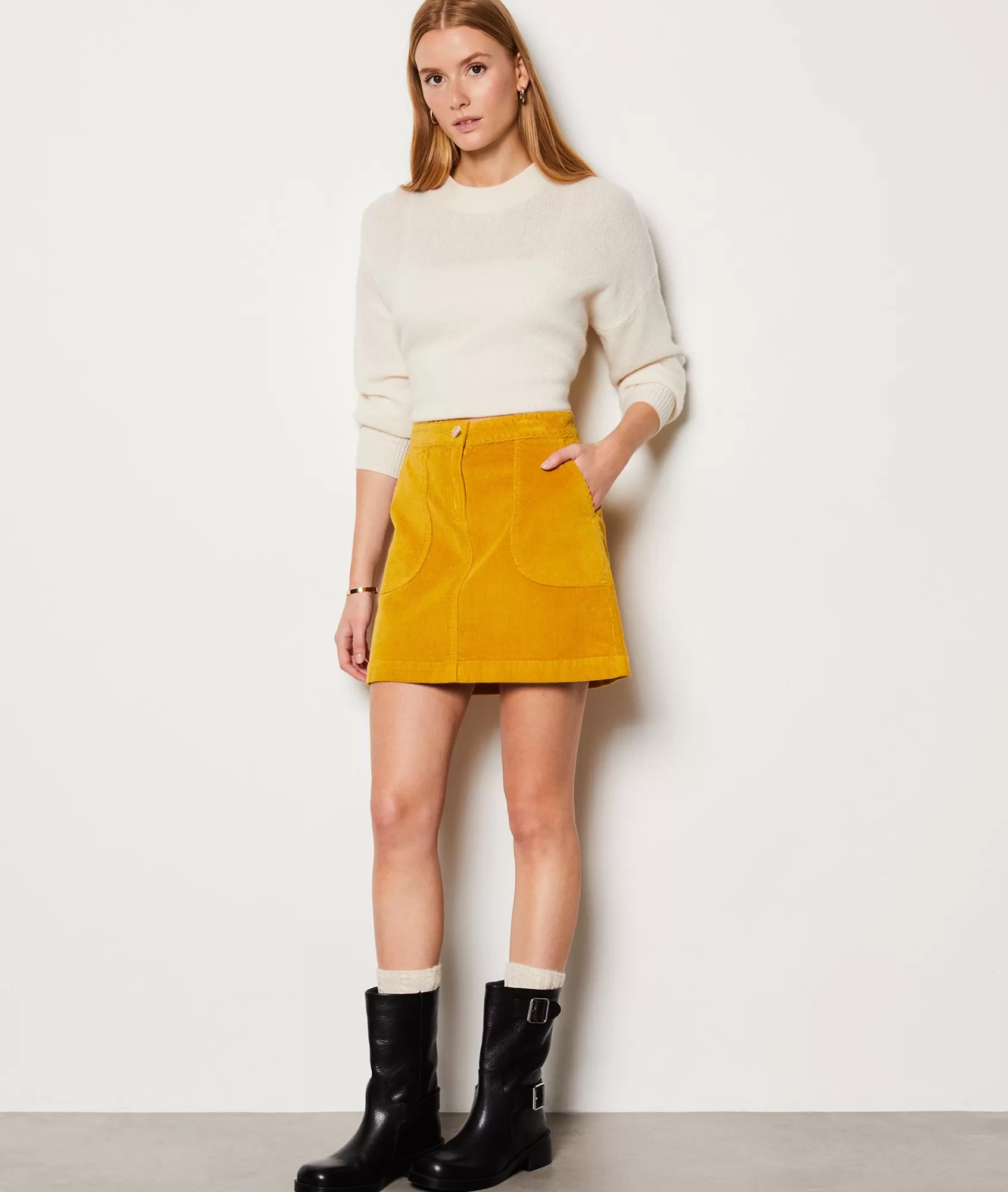 Etam Skirts>Jupe courte côtelée en coton