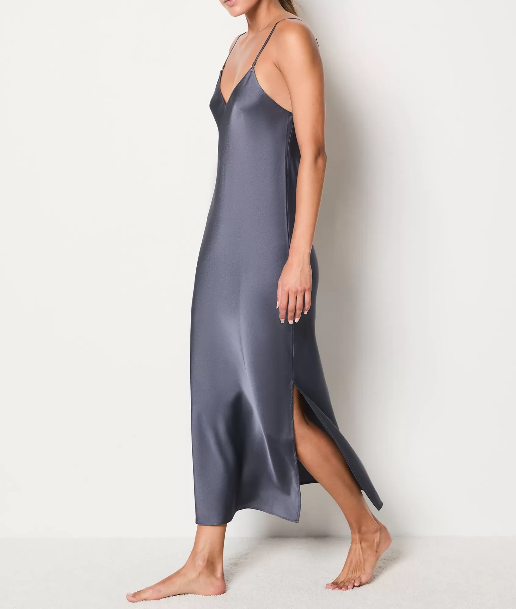 Etam Nightgowns>Lace Neckline Satin Nightdress