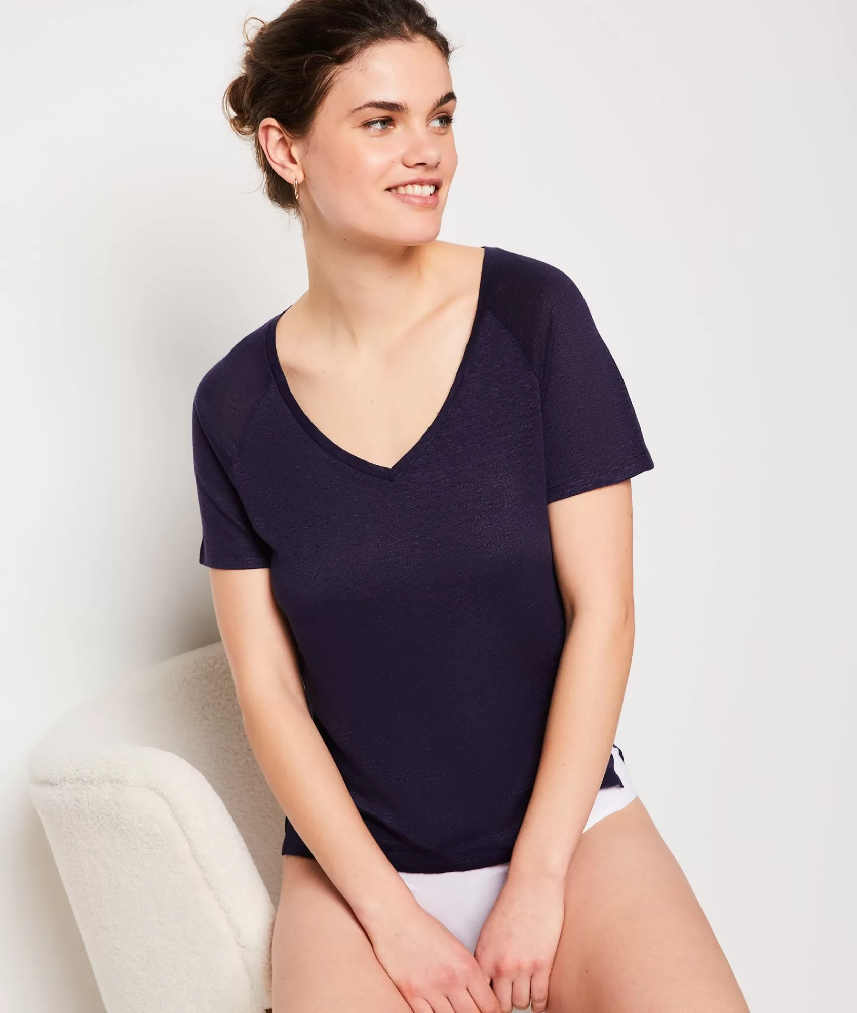 Etam Pyjama Tops>Linen Pyjama T-shirt