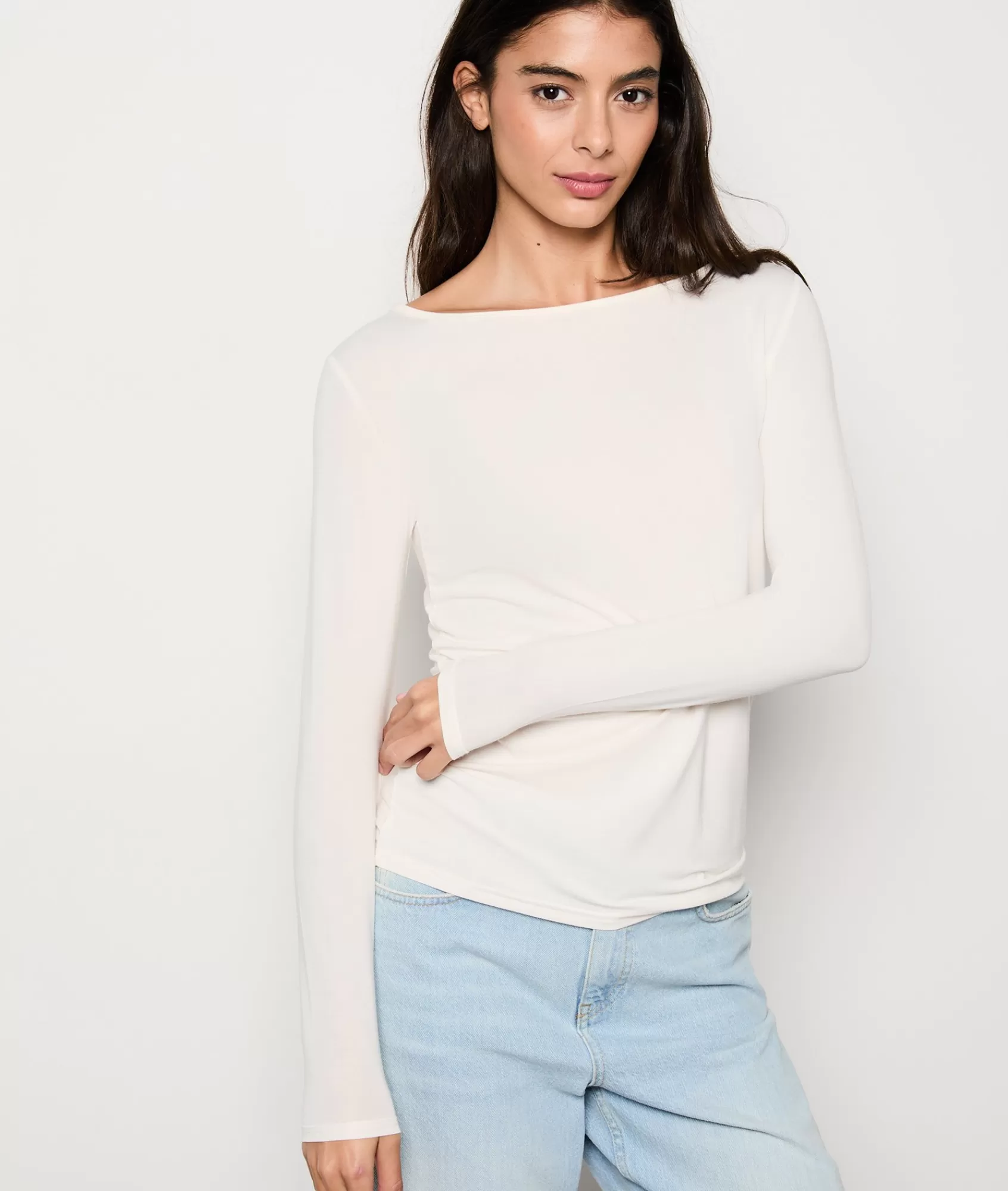 Etam T-shirts | Pyjama Tops>Long-Sleeved Boat Neck T-Shirt