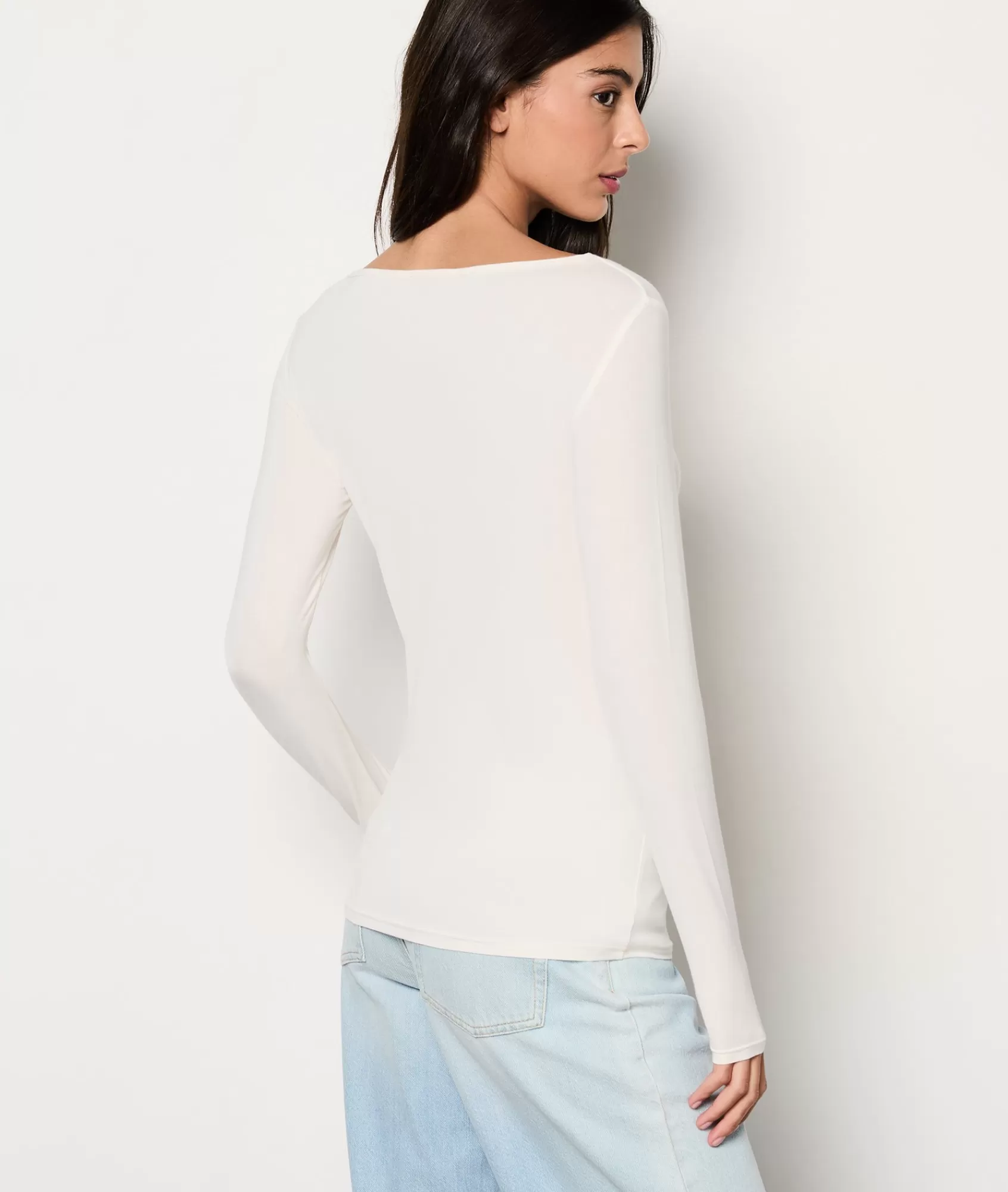 Etam T-shirts | Pyjama Tops>Long-Sleeved Boat Neck T-Shirt
