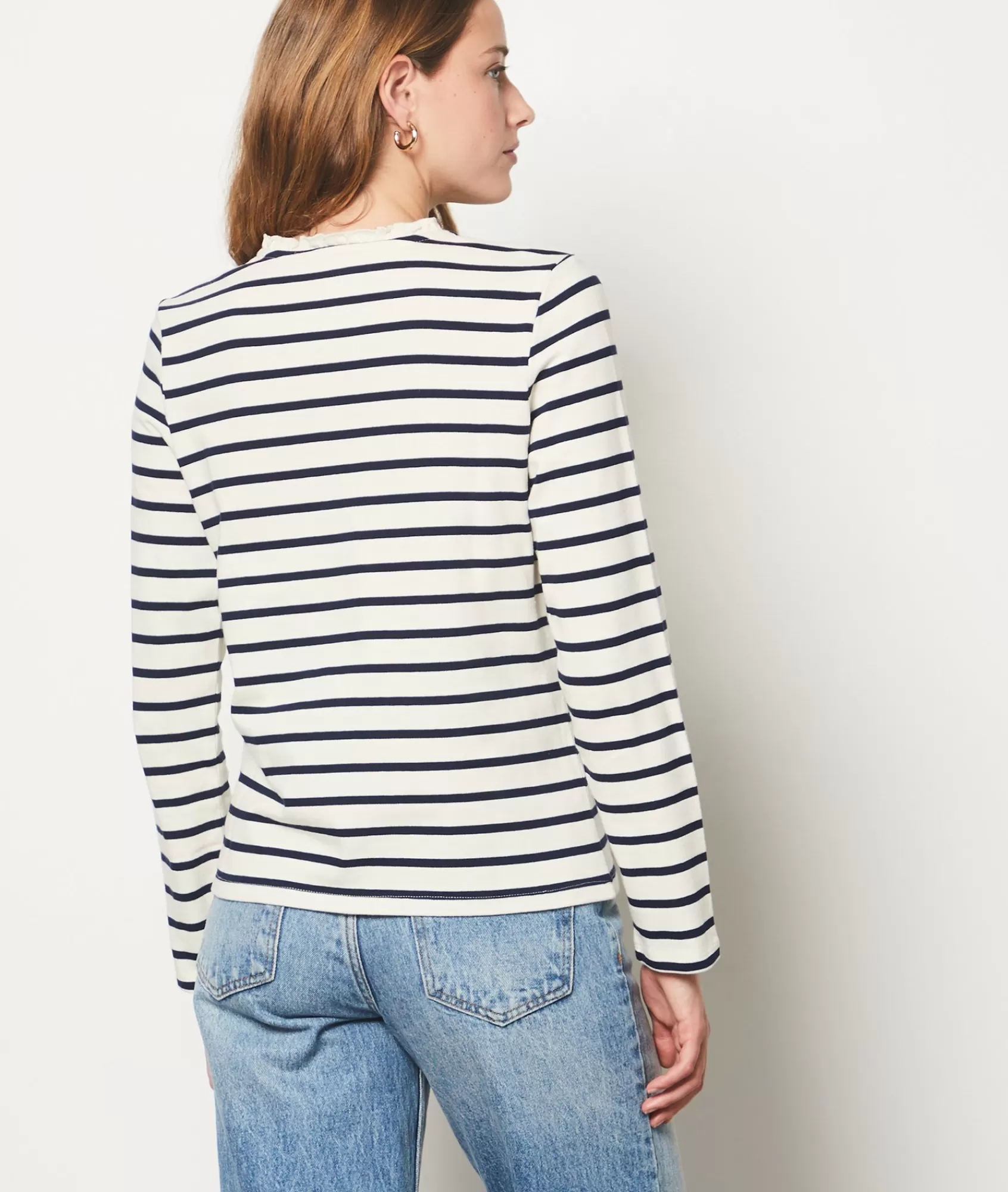 Etam T-shirts>Long-sleeved Breton polo shirt