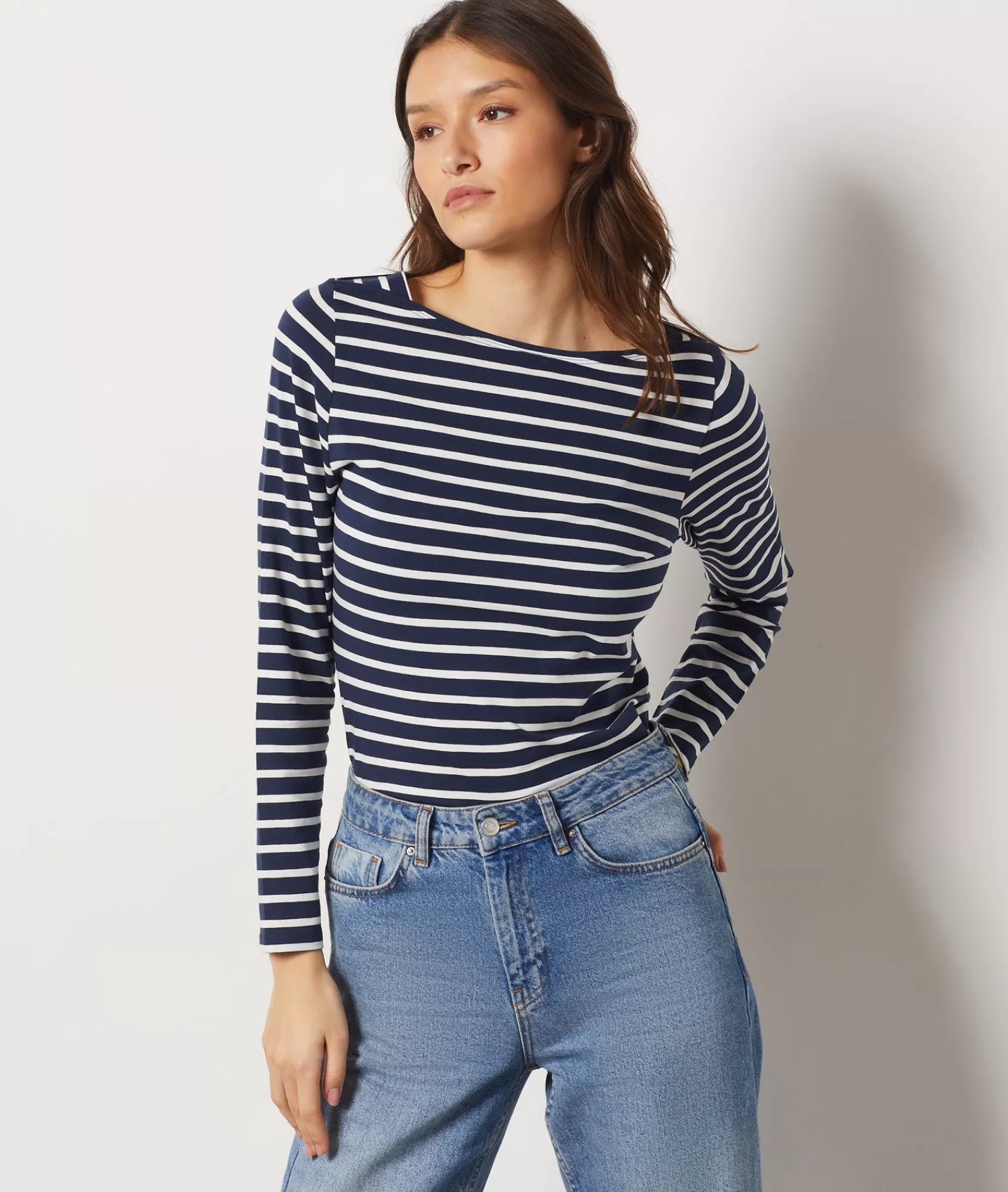 Etam T-shirts>Long-sleeved Breton T-shirt
