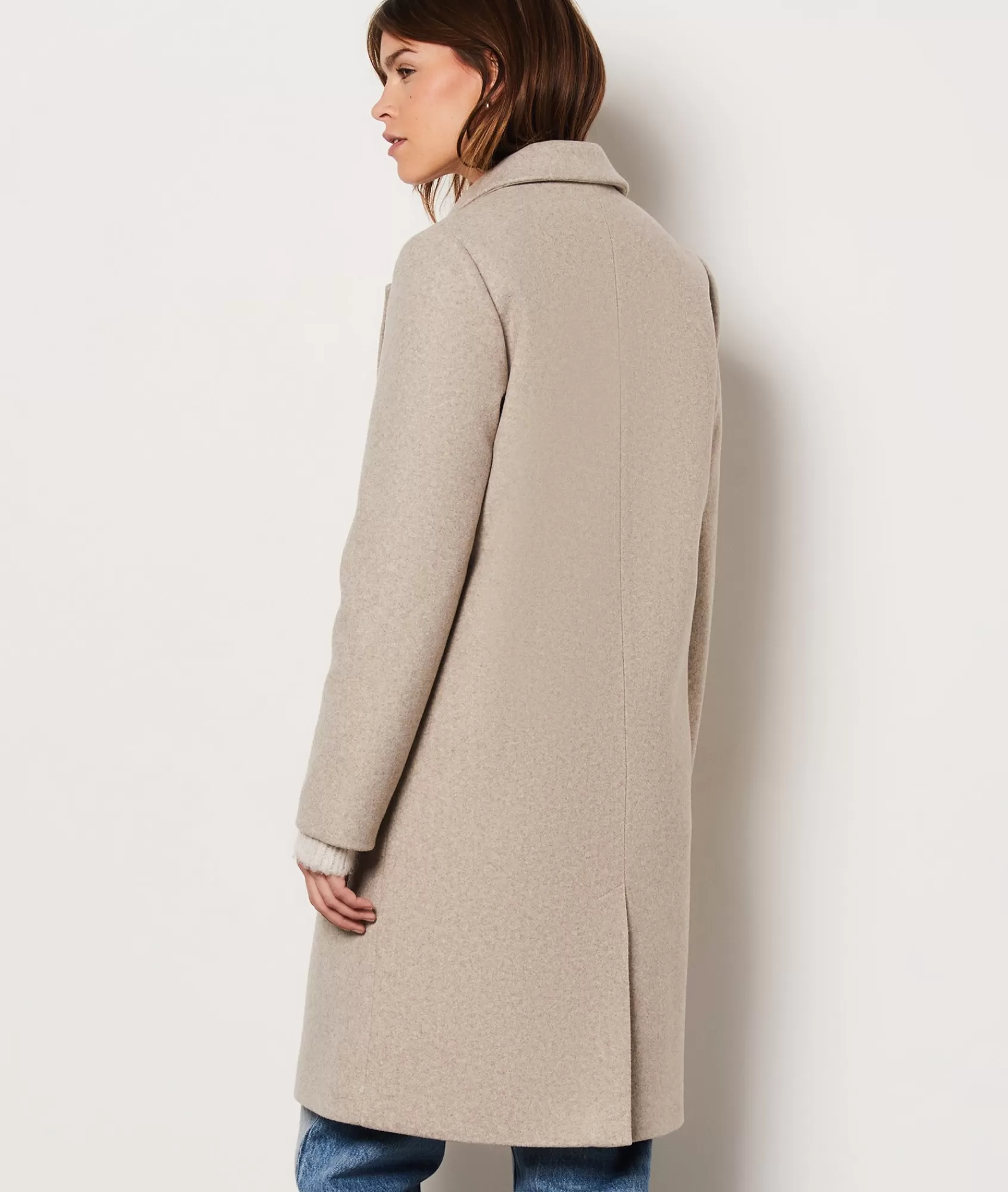 Etam Coats>Manteau long boutonné avec laine