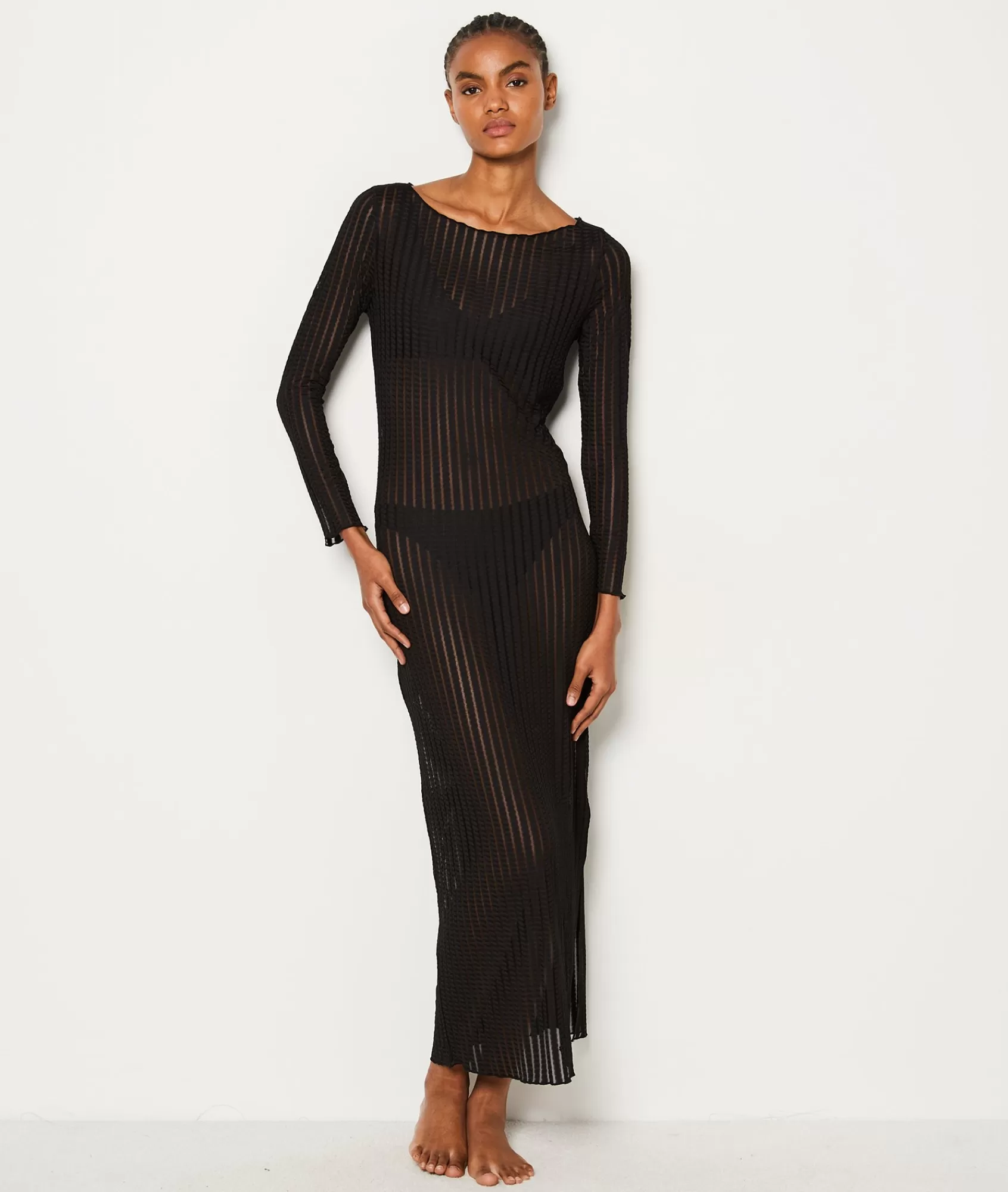Etam Nightgowns>Nuisette longue rayures transparentes