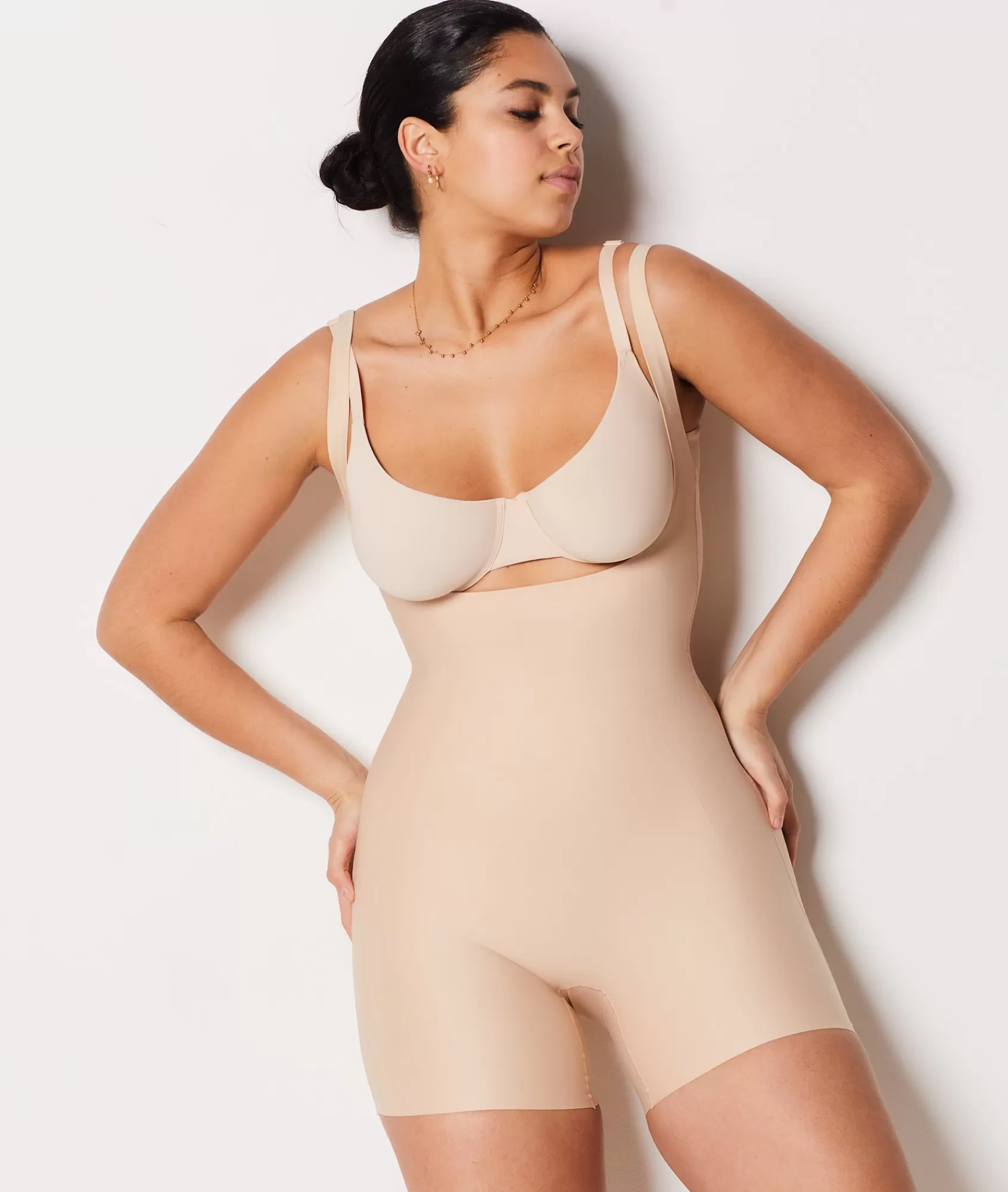 Etam Bodysuits>Open-Bust Mid-Thigh Bodysuit - Firm Control