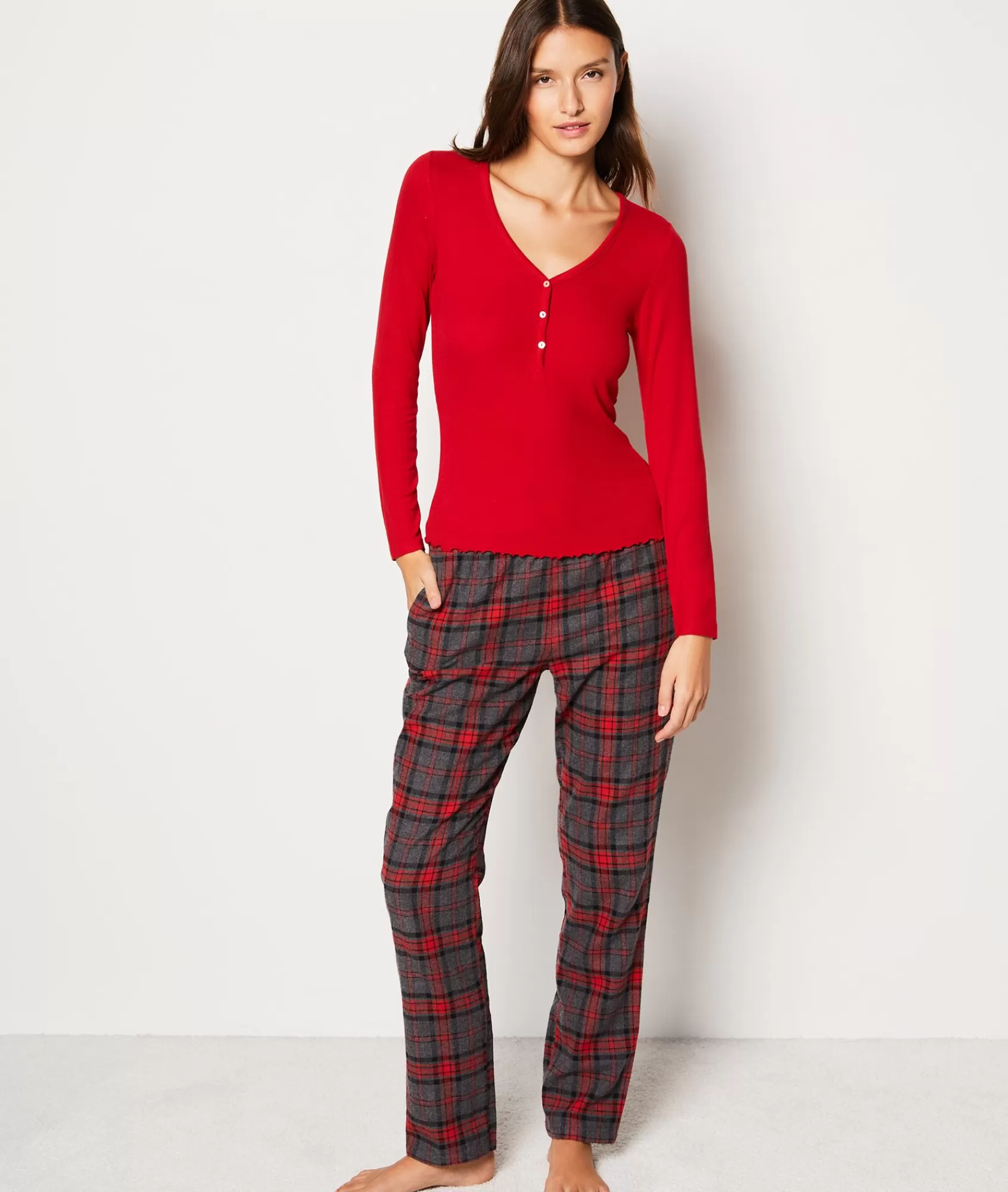 Etam Pyjama Bottoms>Pantalon de pyjama en coton à carreaux