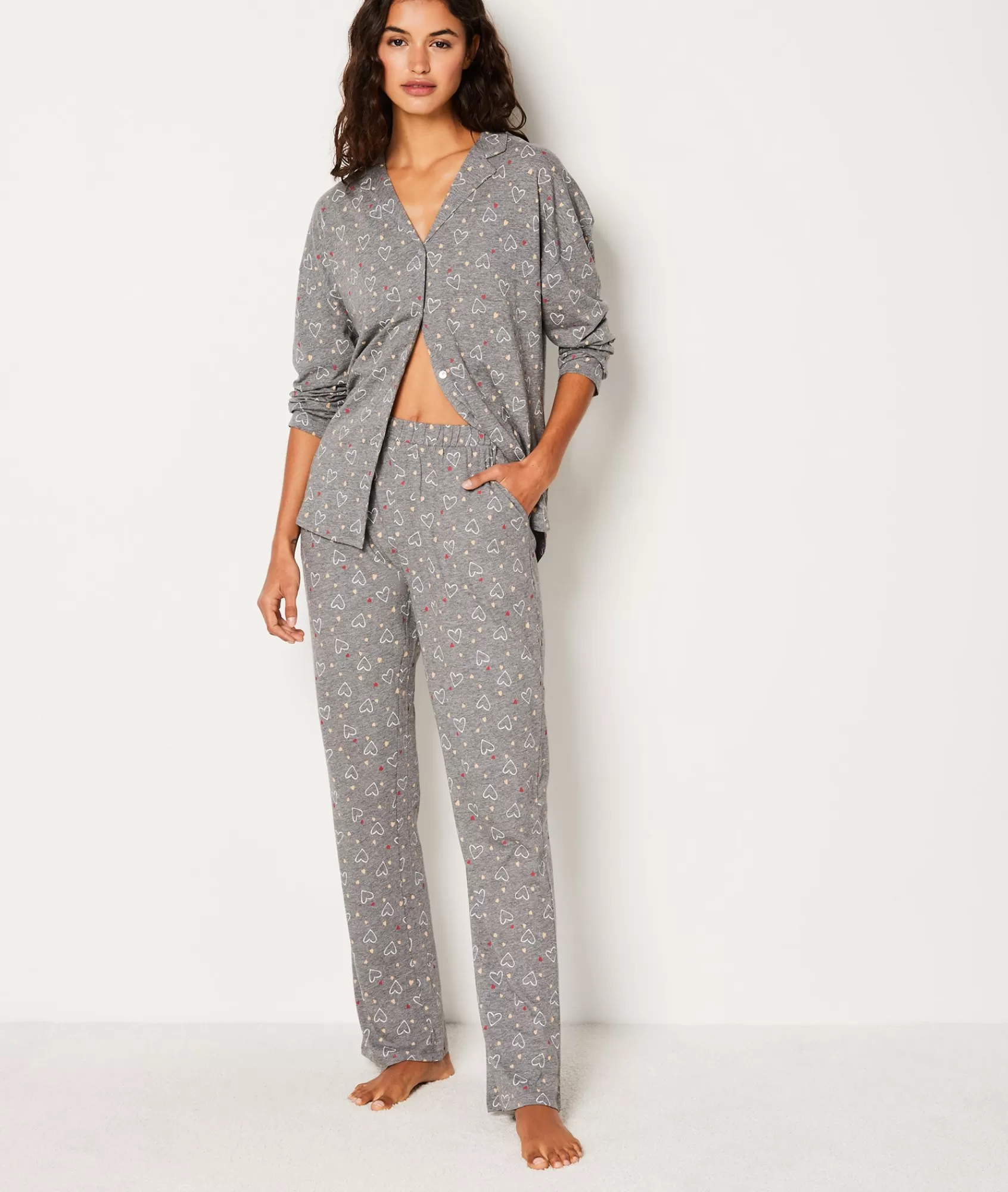 Etam Pyjama Bottoms>Pantalon de pyjama en coton à cœurs