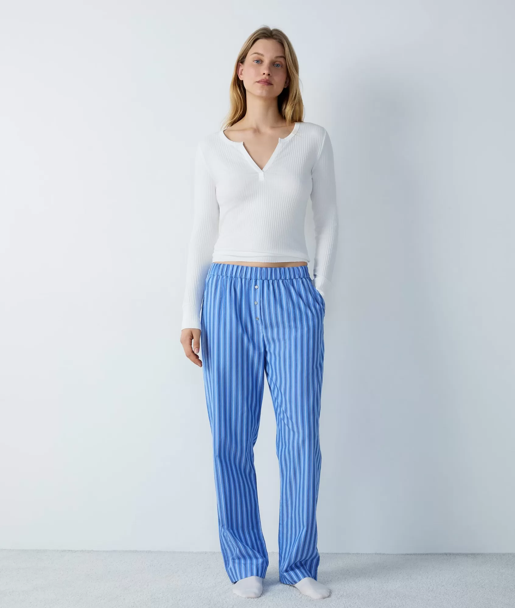 Etam Pyjama Bottoms>Pantalon de pyjama en coton à rayures