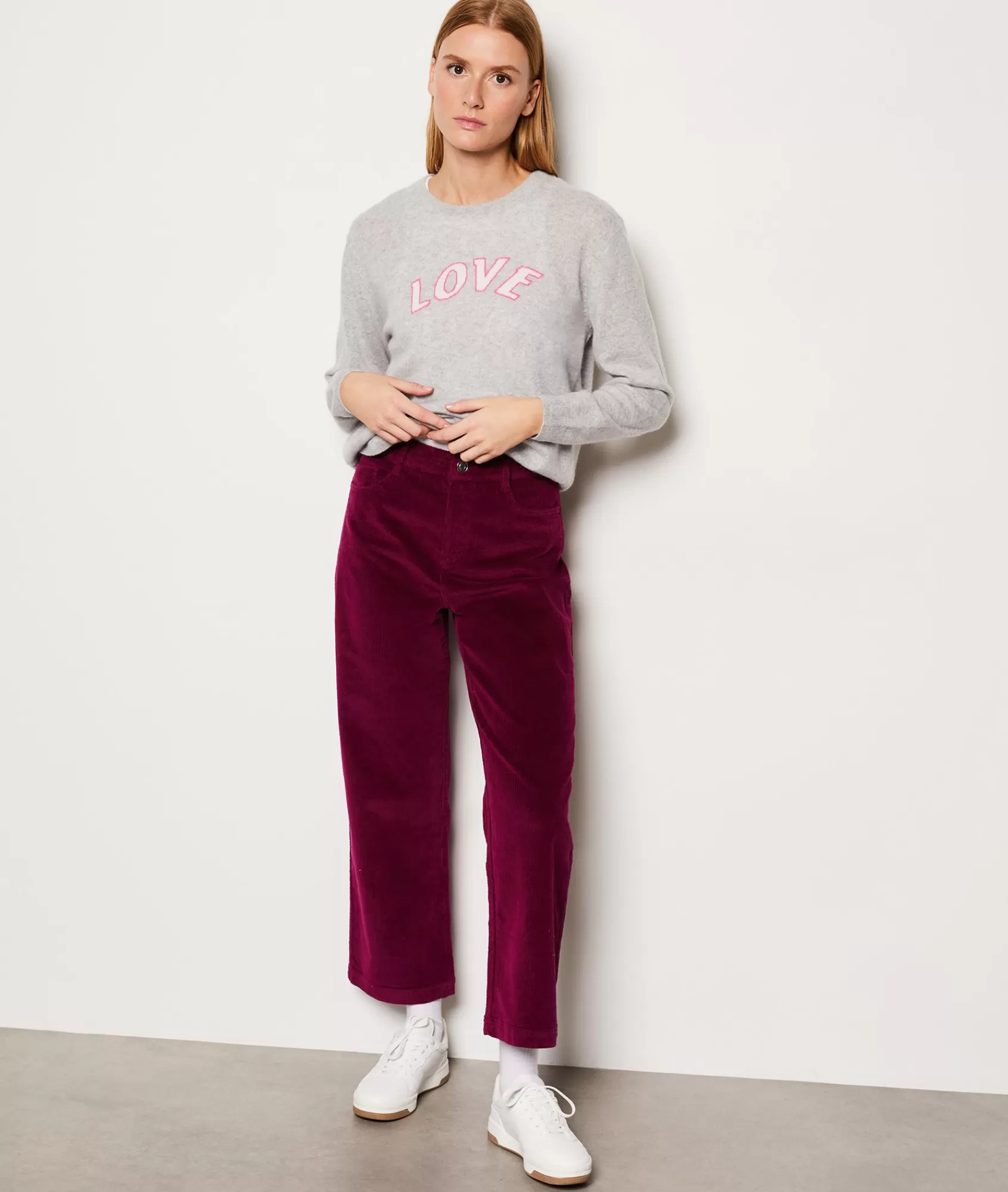 Etam Wide-leg Pants>Pantalon velours en coton coupe large