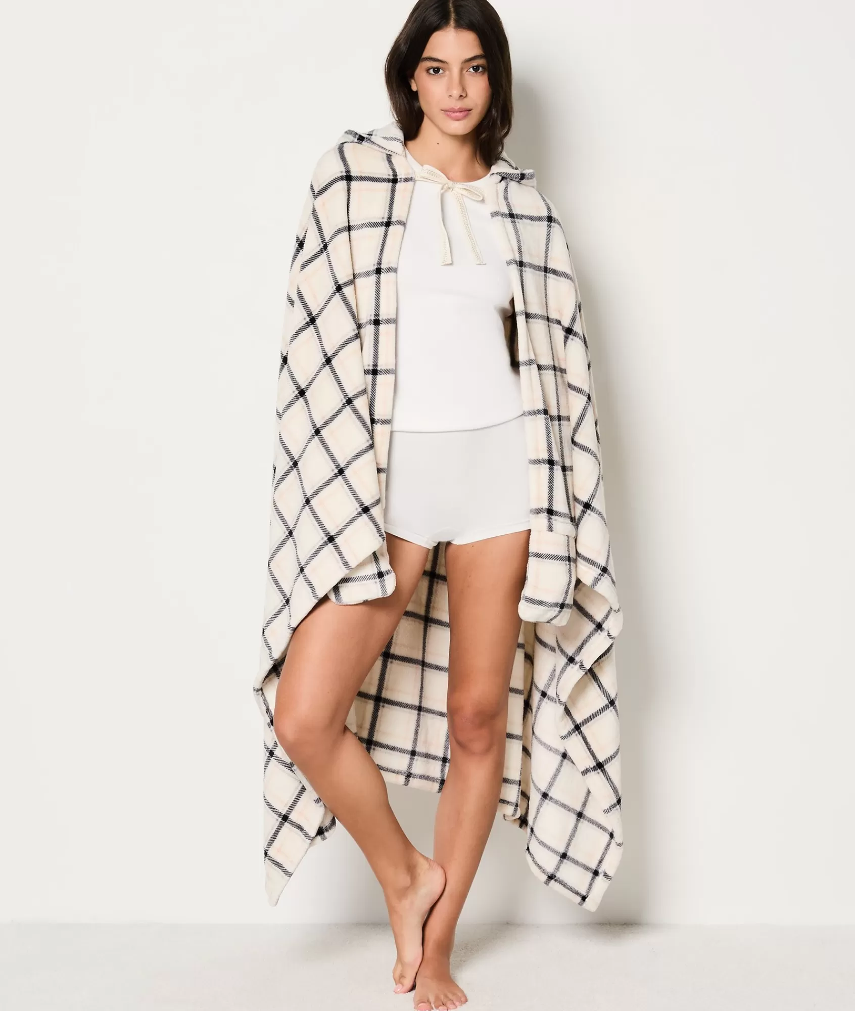 Etam Accessories>Plaid cape en polaire à carreaux