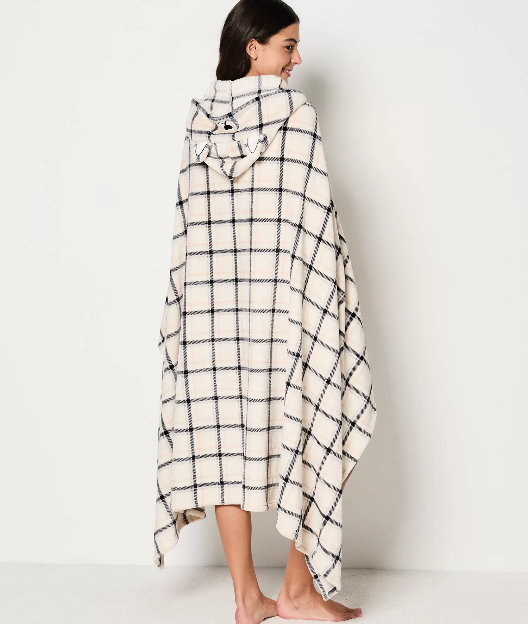 Etam Accessories>Plaid cape en polaire à carreaux