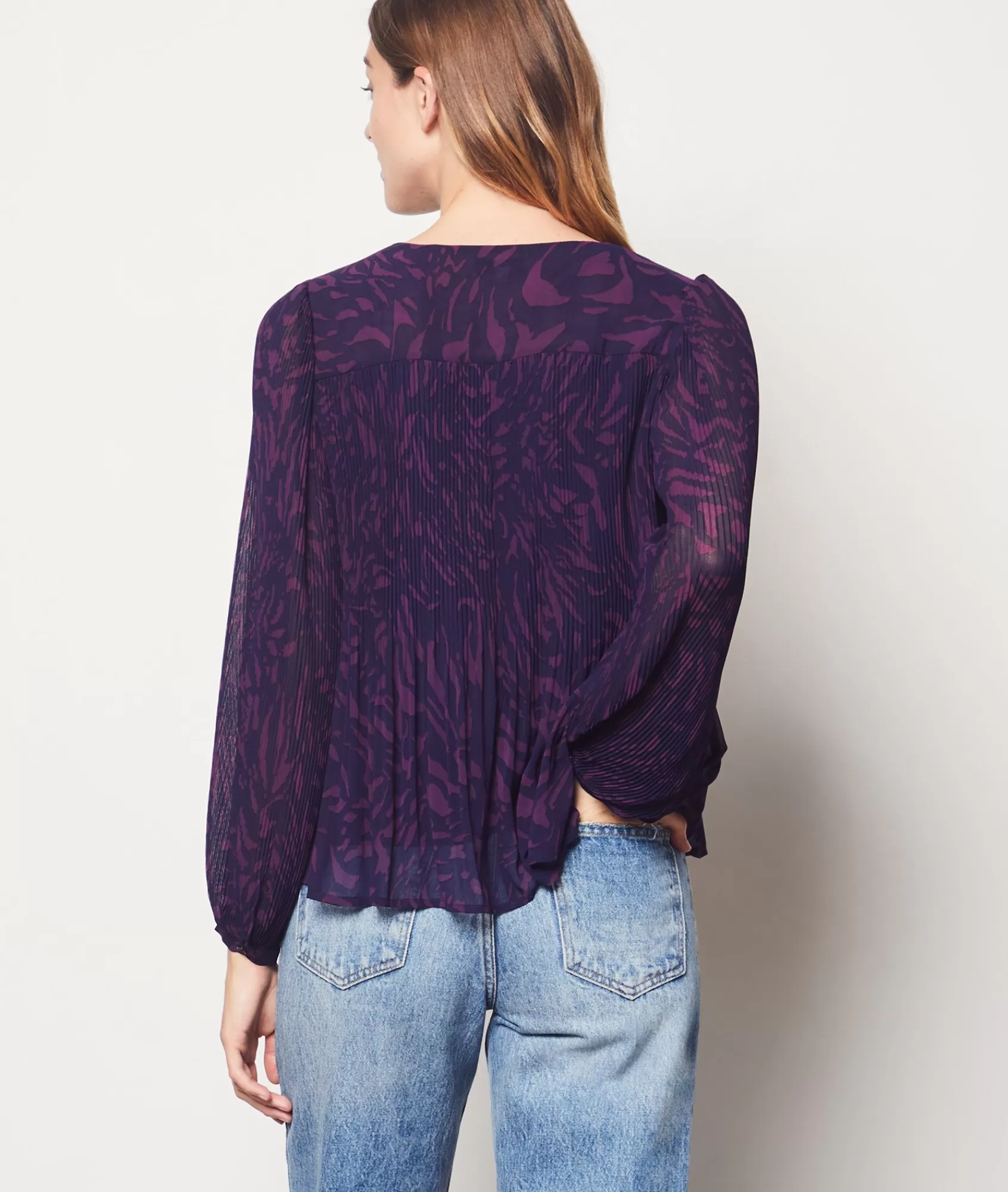 Etam Printed Blouses & Shirts | Flowy Shirts>Pleated Long-sleeved Shirt