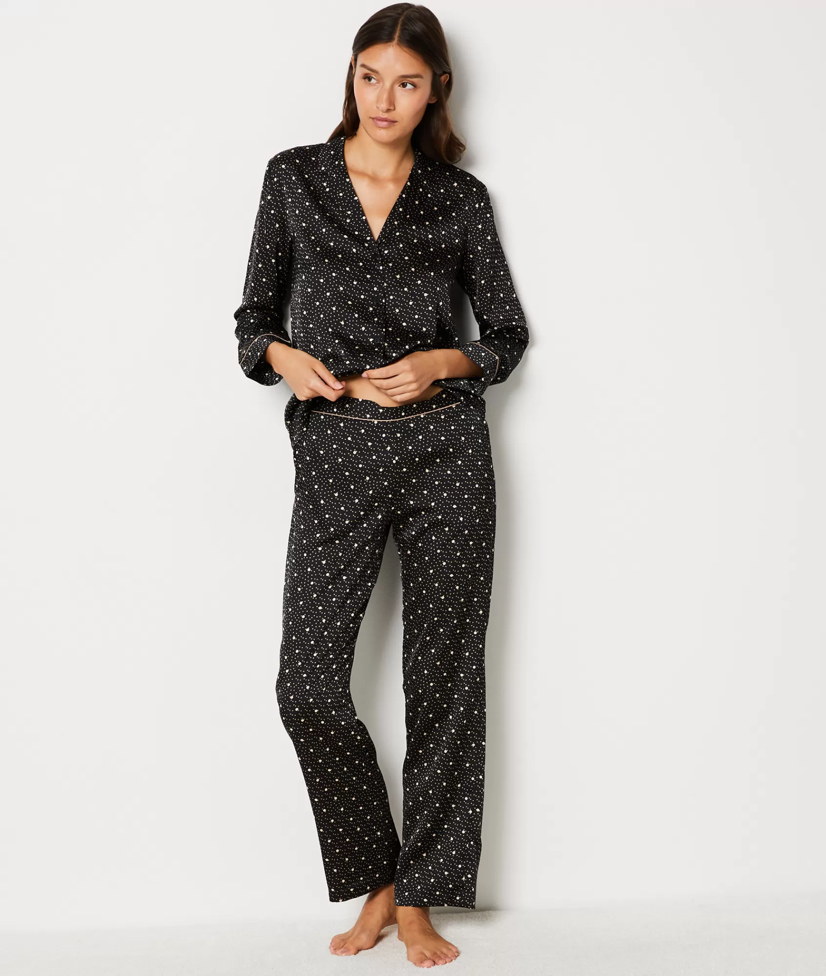 Etam Pyjama Bottoms>Polka Dot Satin Pyjama Trousers