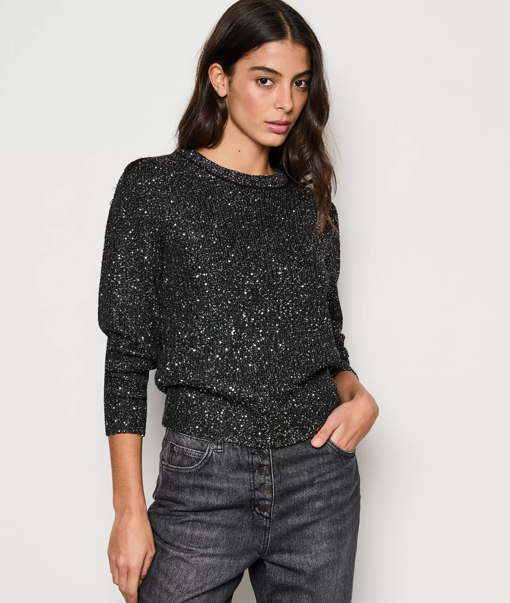 Etam Crewnecks>Pull col rond à paillettes