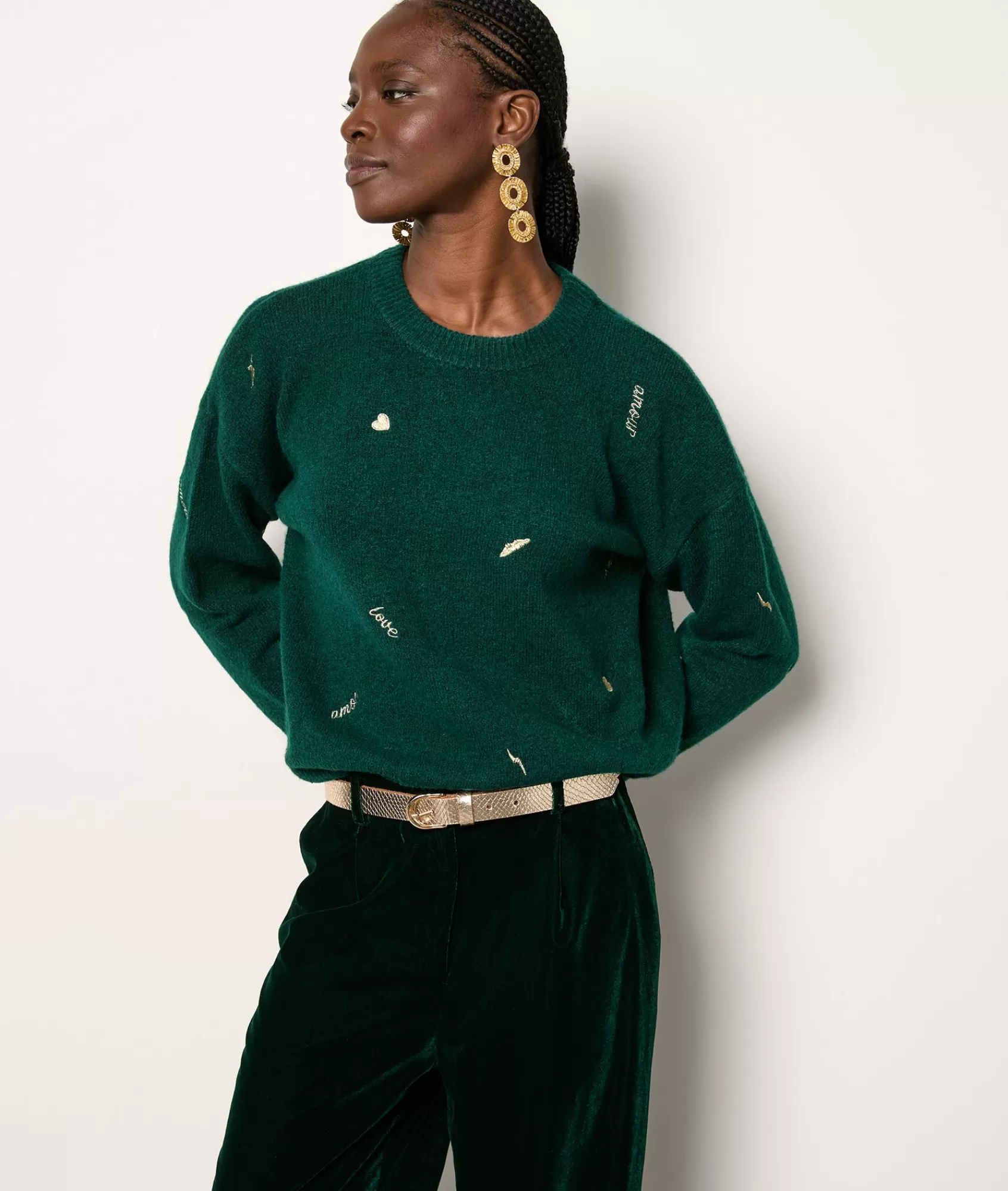 Etam Crewnecks>Pull col rond brodé