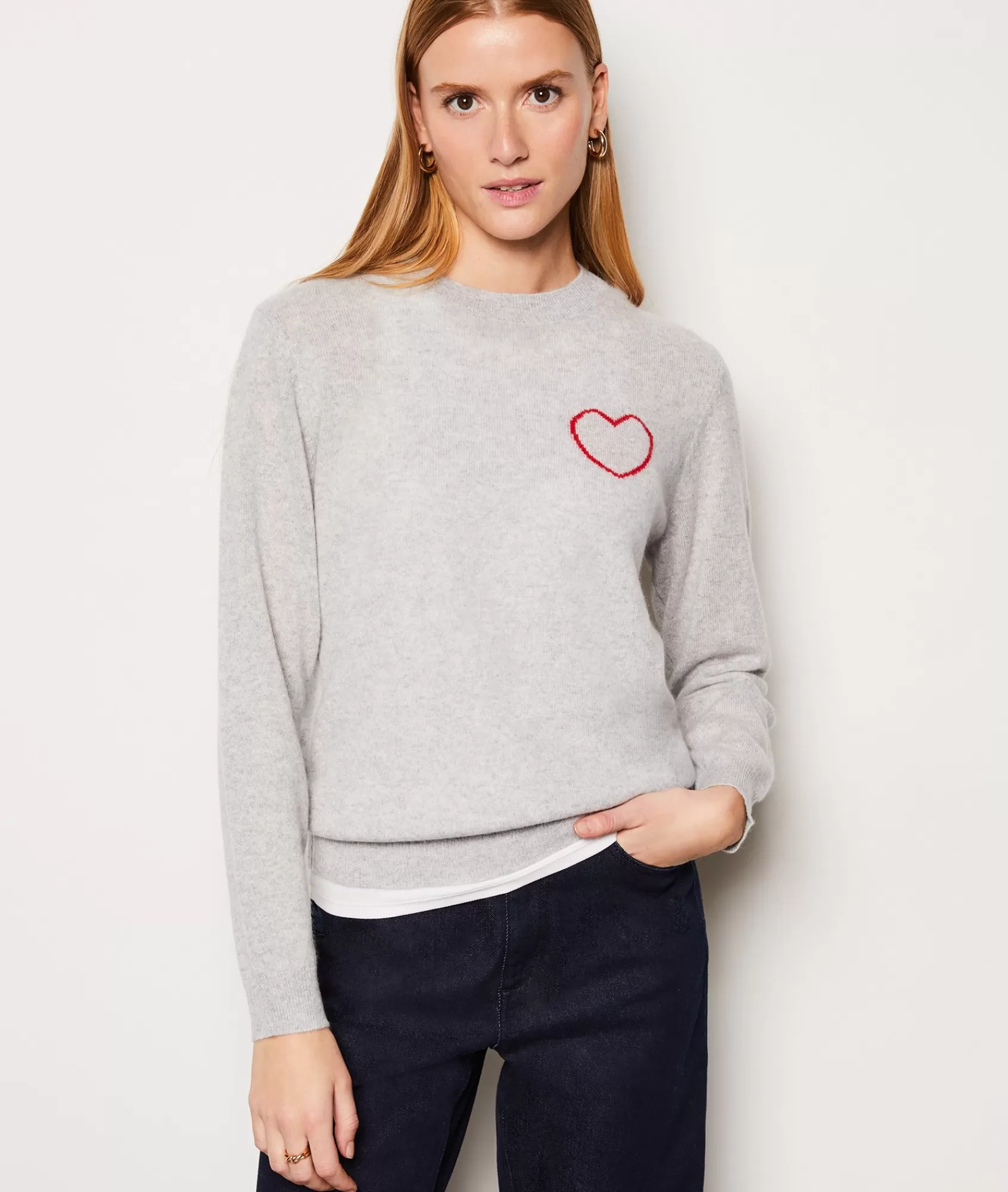 Etam Crewnecks>Pull col rond cachemire détail cœur