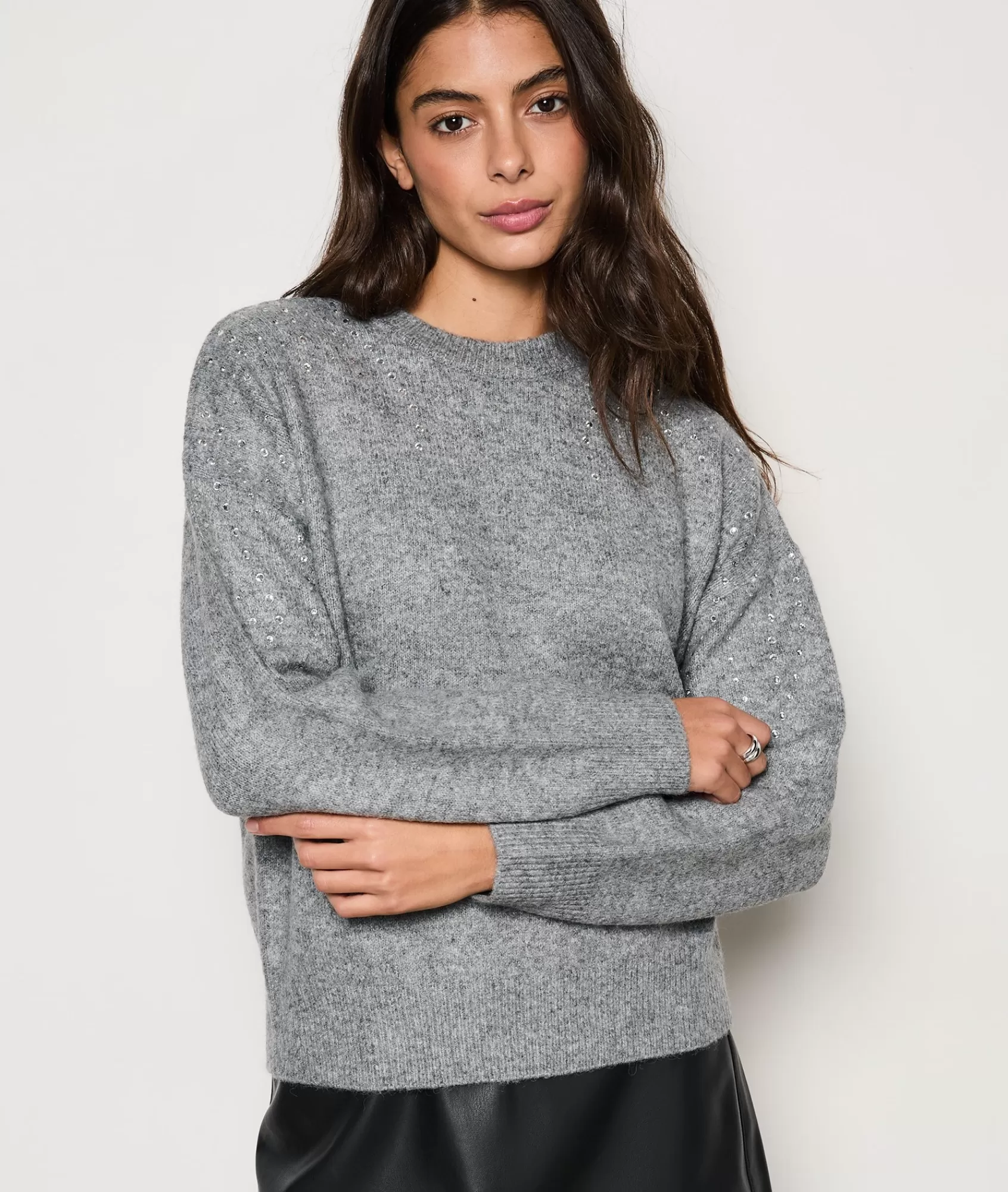 Etam Crewnecks>Pull col rond détails strass