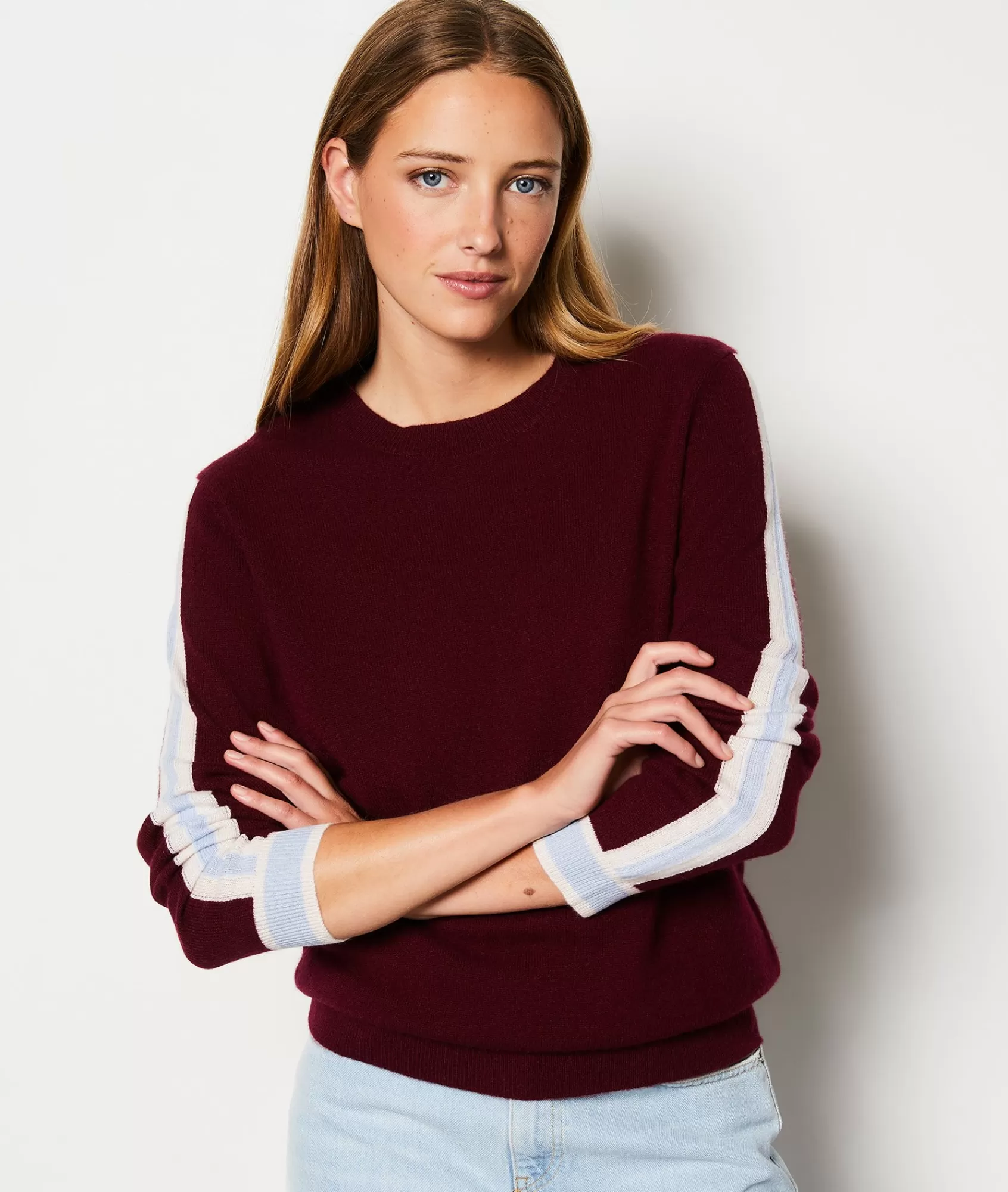 Etam Crewnecks>Pull en 100% cachemire avec détails sur les manches